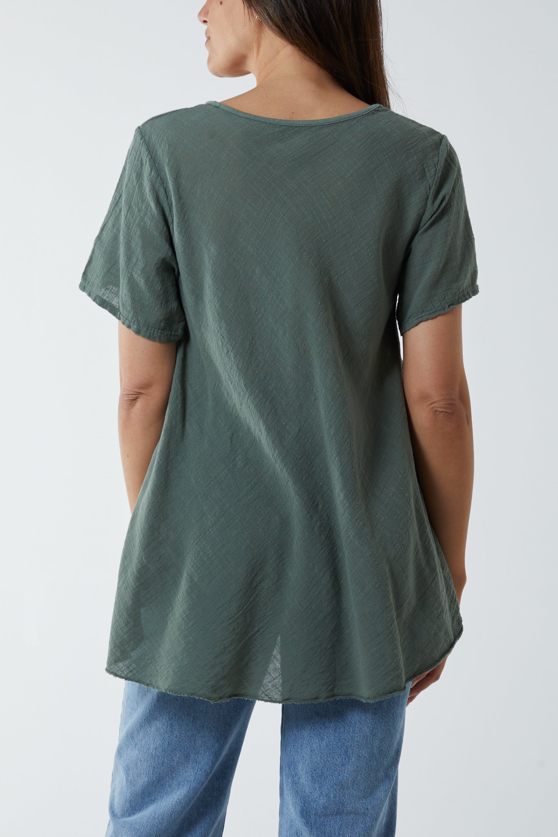 Round Neck Short Sleeve Cotton T-Shirt