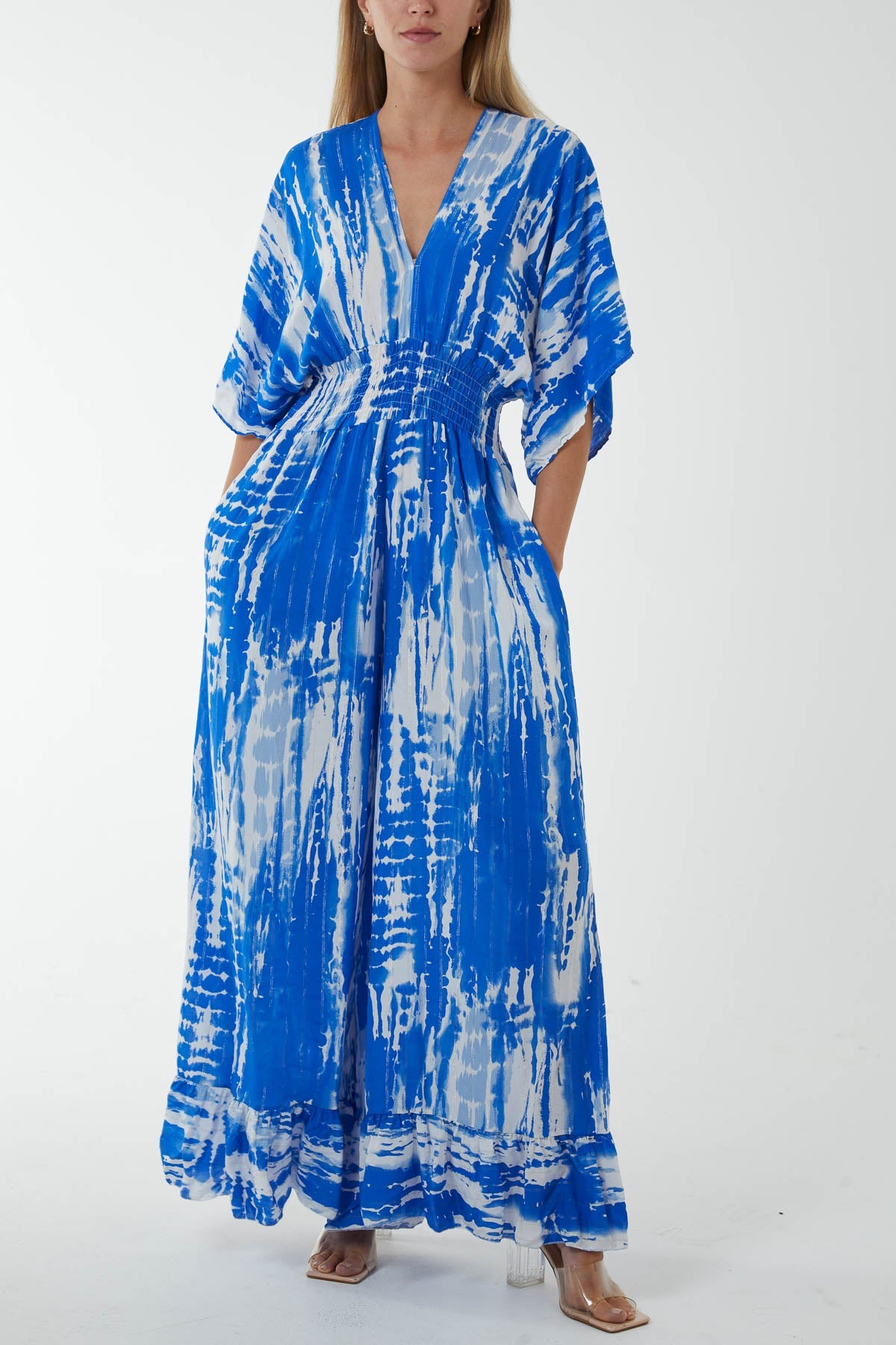 Tied Back Shirred Bodice Jumpsuit