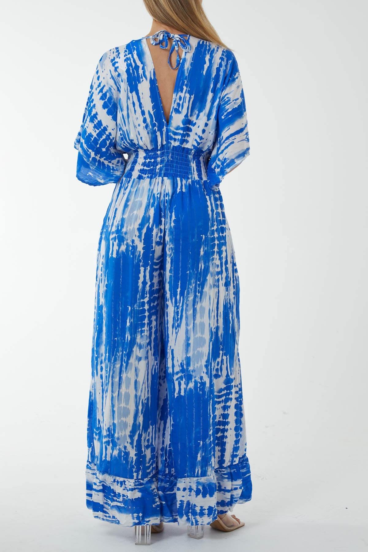 Tied Back Shirred Bodice Jumpsuit