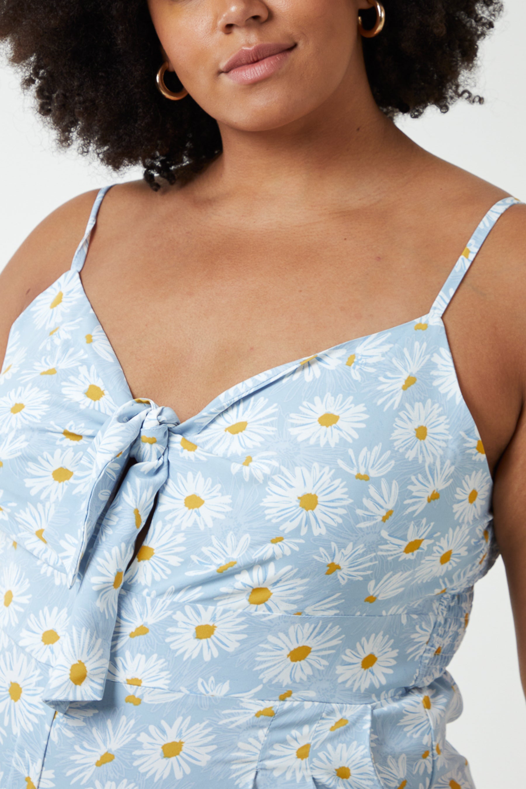 Curve Daisy Print Tie Front Cami Jumpsuit