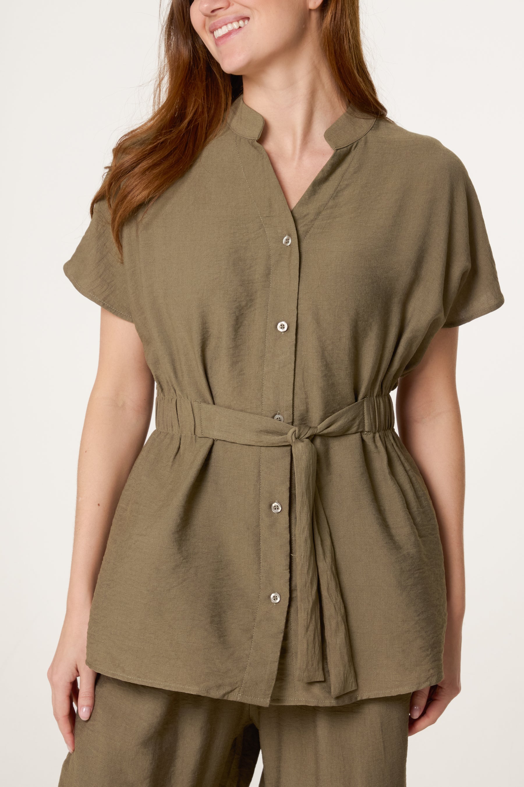 Belted Short Sleeve Shirt & Trouser Co-Ord