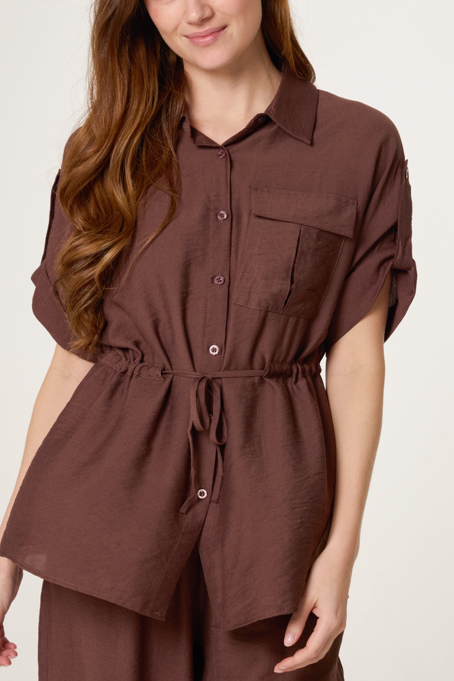 Cinched Short Sleeve Shirt & Trouser Co-Ord