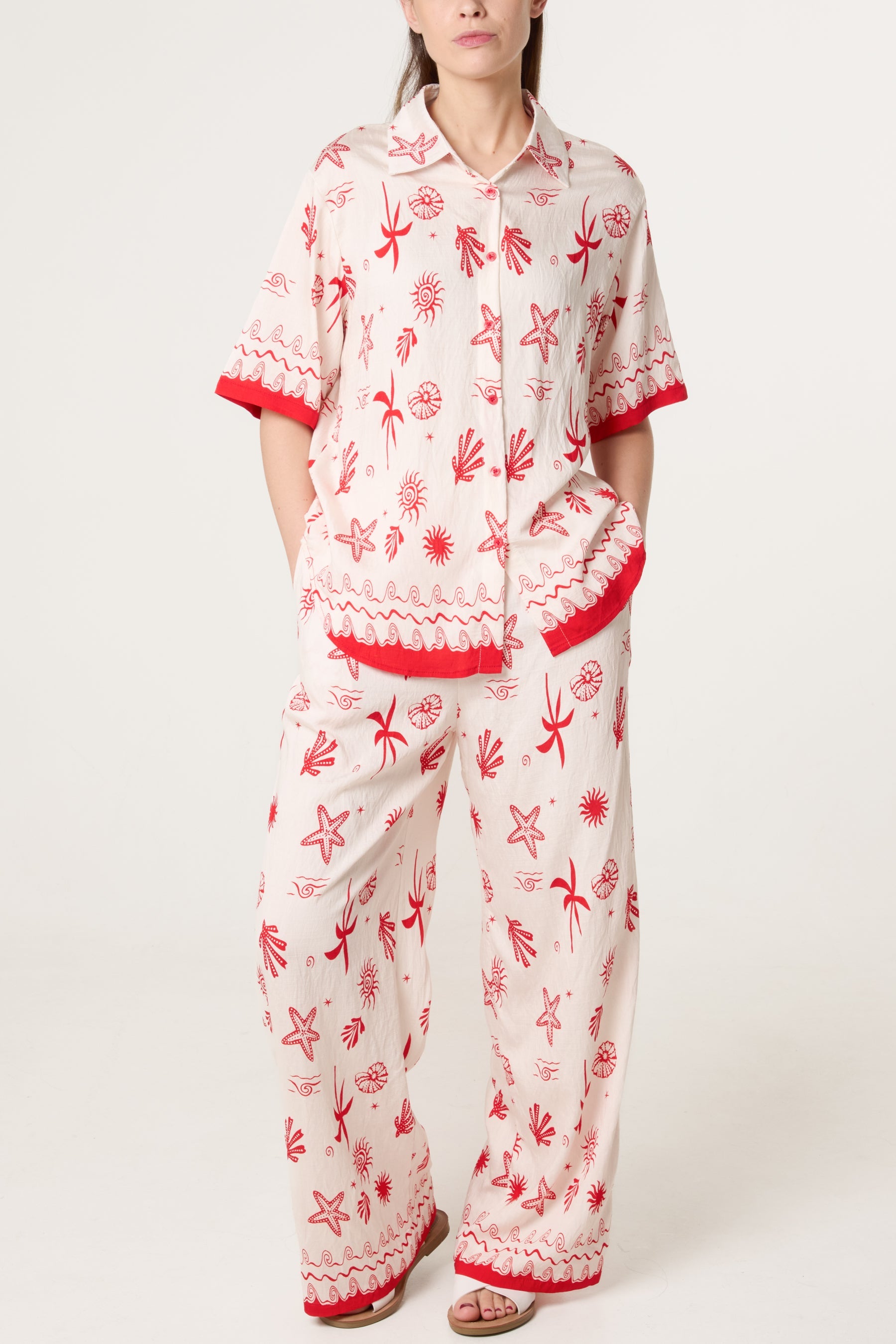 Marine Print Shirt & Trouser Co-Ord Set