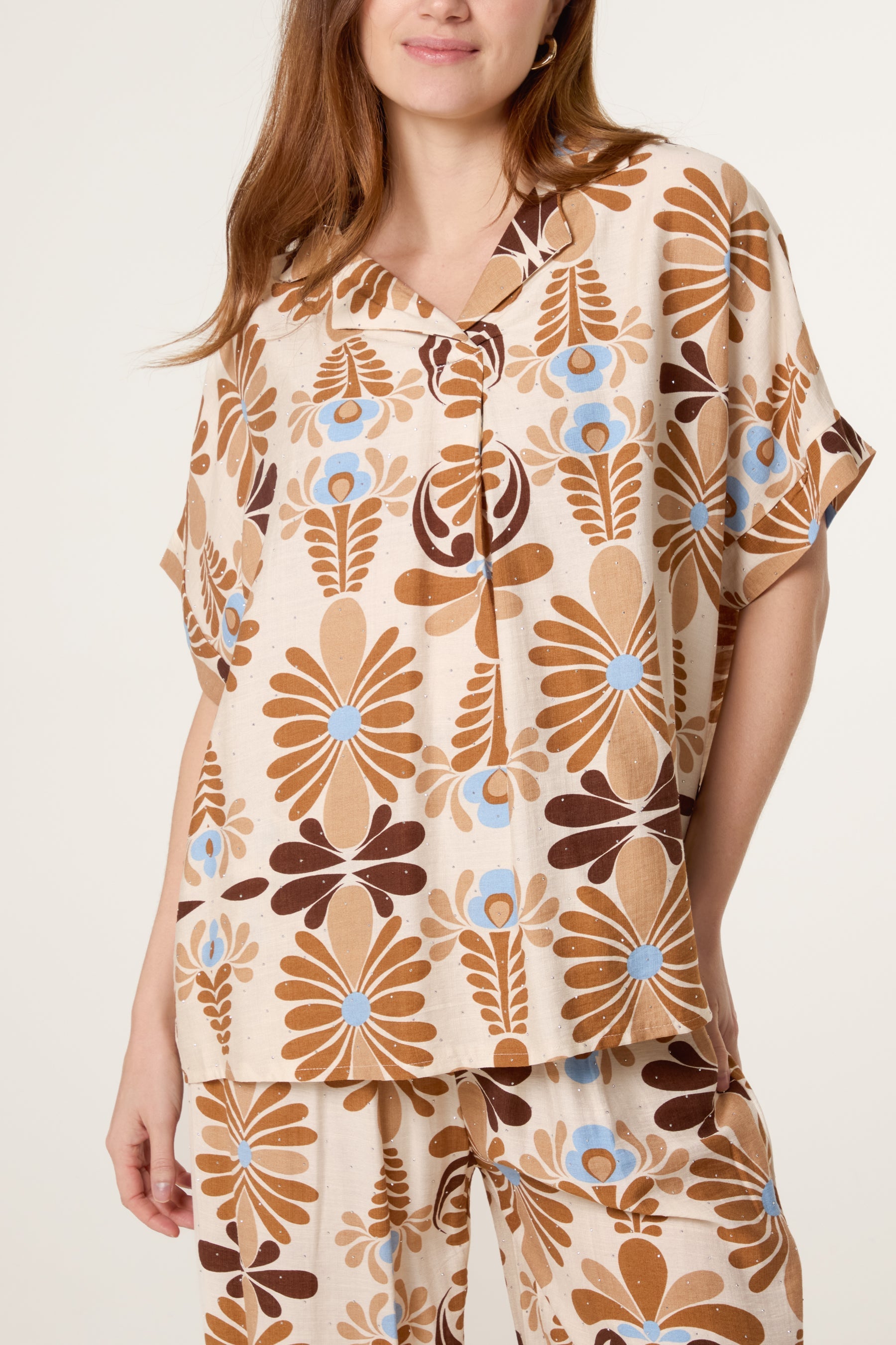 Abstract Floral Top & Trouser Set