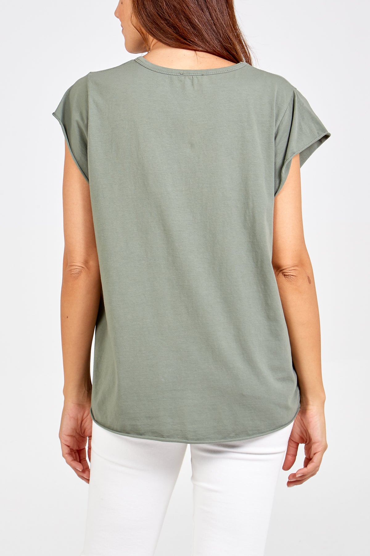 Cap Sleeve High Low Rolled Edge Top