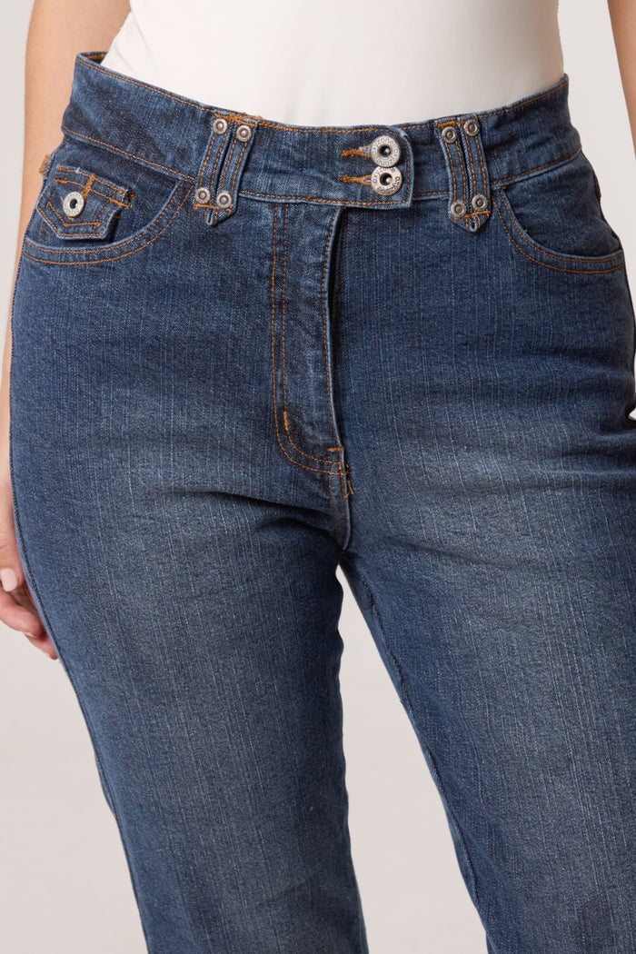Double Button Waistband Pocket Jeans