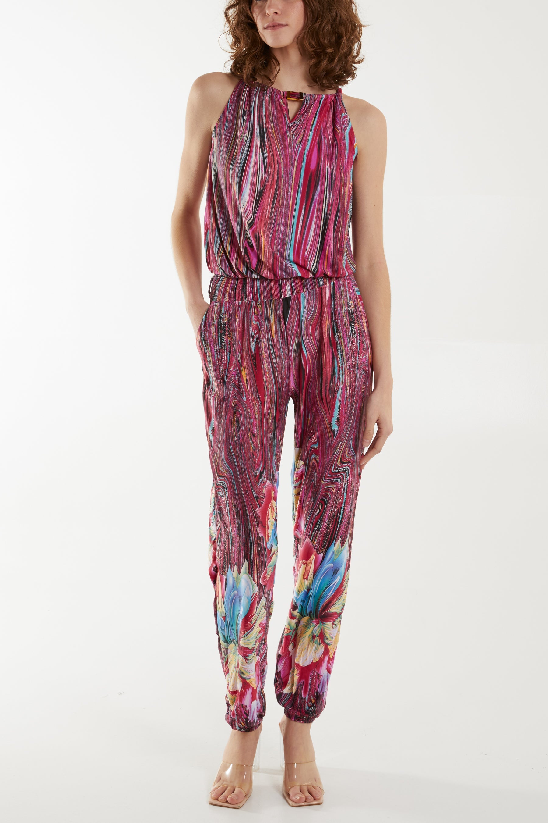 Multi Print Halterneck Jumpsuit