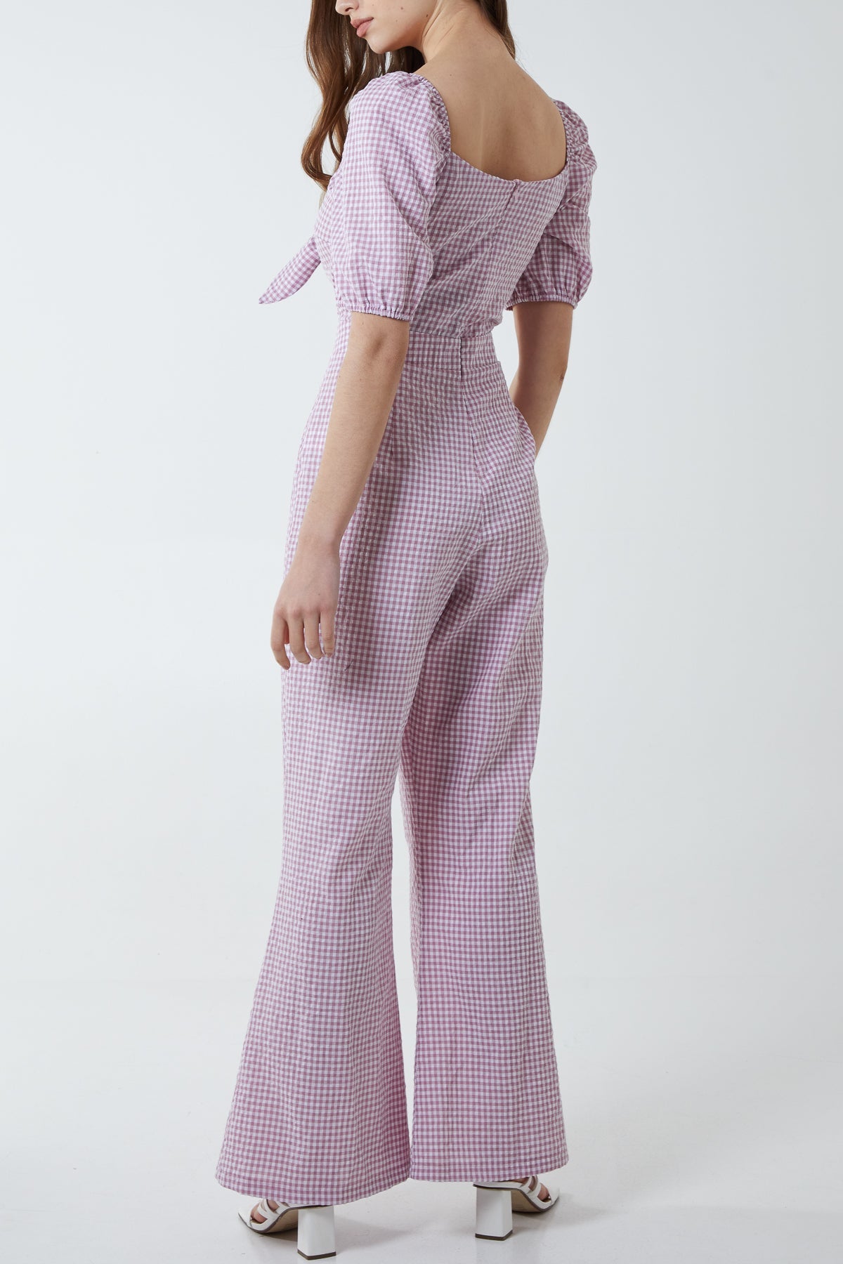 Vichy Gingham Tie Front Jumpsuit
