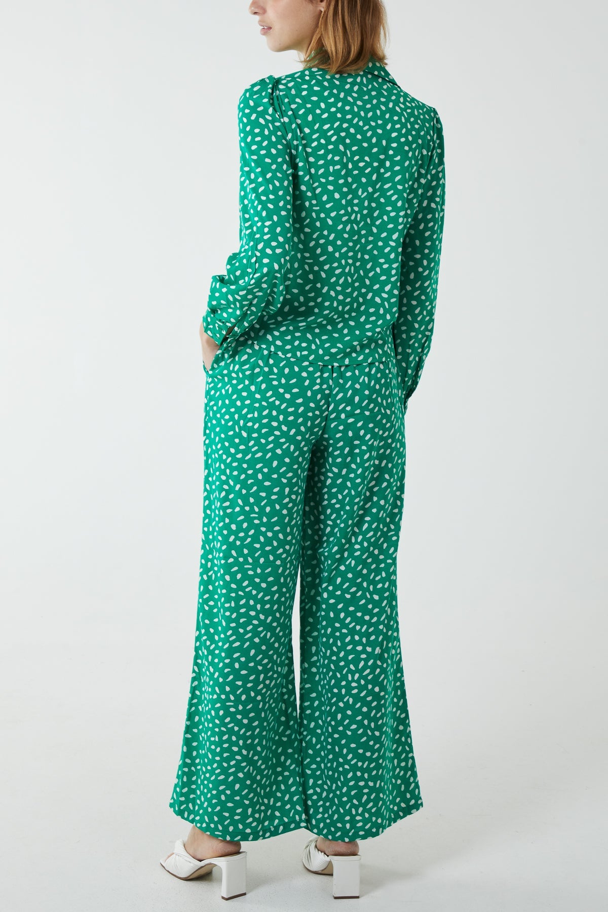 Polka Dot Tie Front Shirt and Trouser Co-Ord