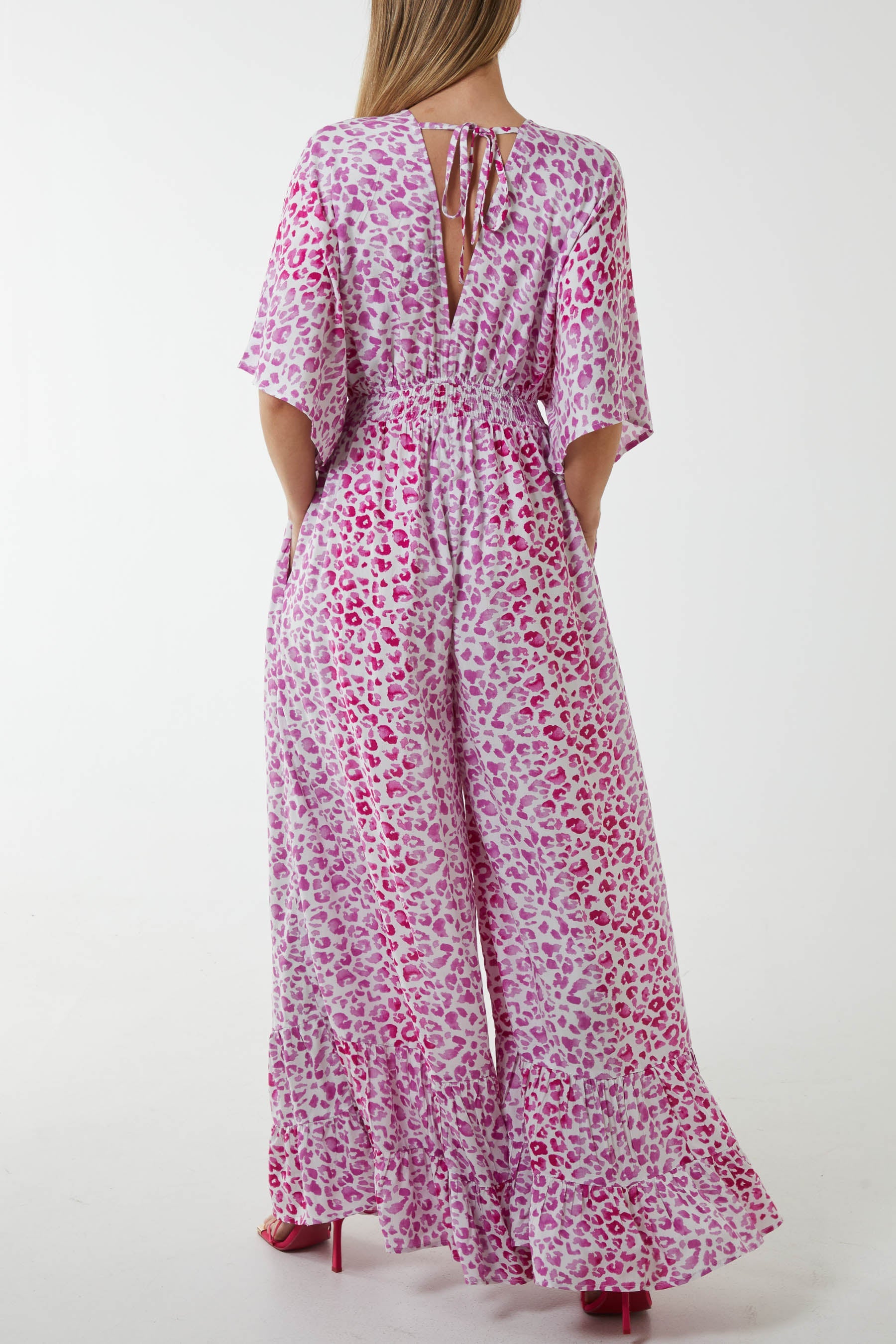Neon Leopard Print Wide Leg Jumpsuit