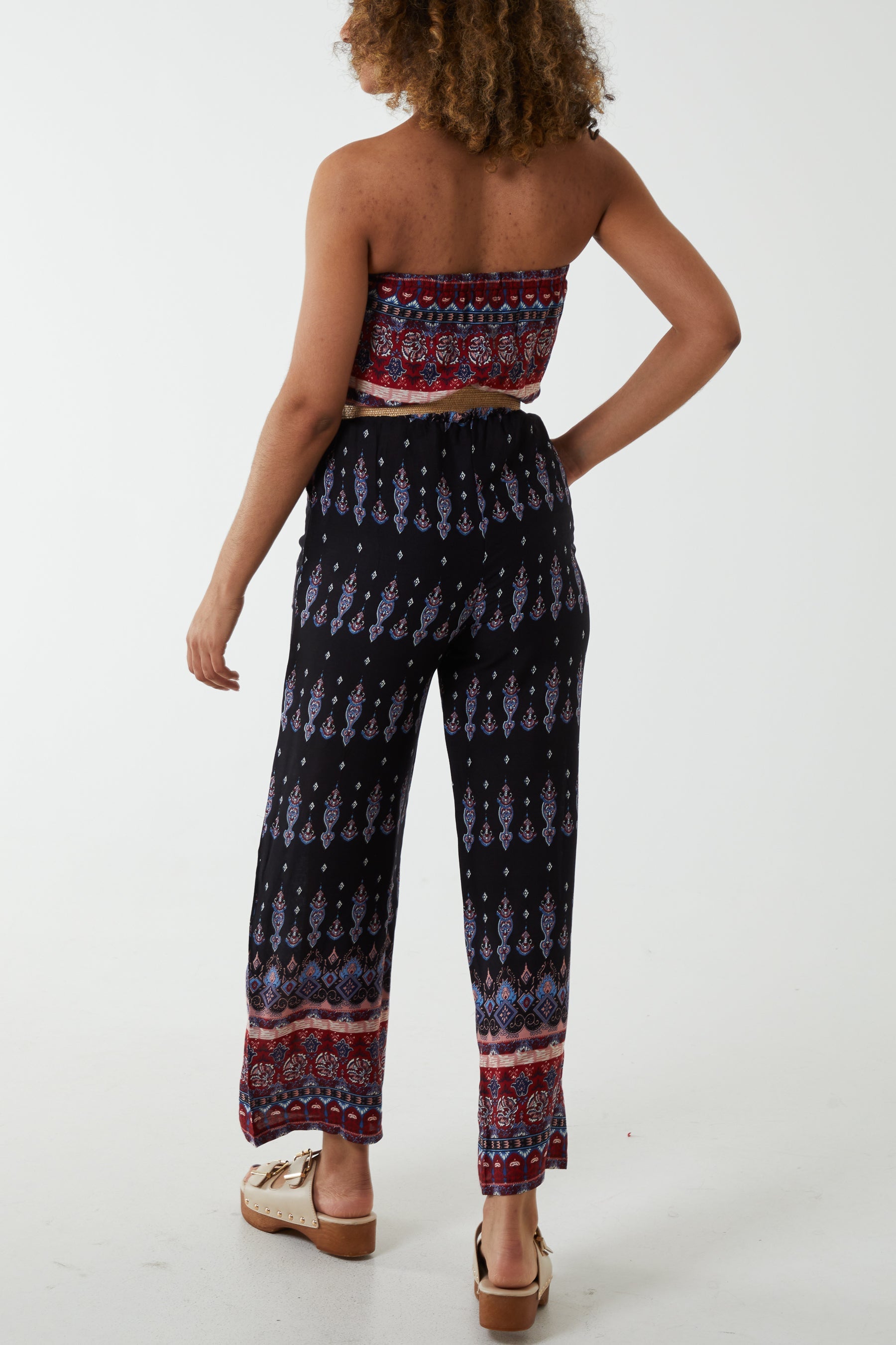 Baroque Belted Bandeau Jumpsuit