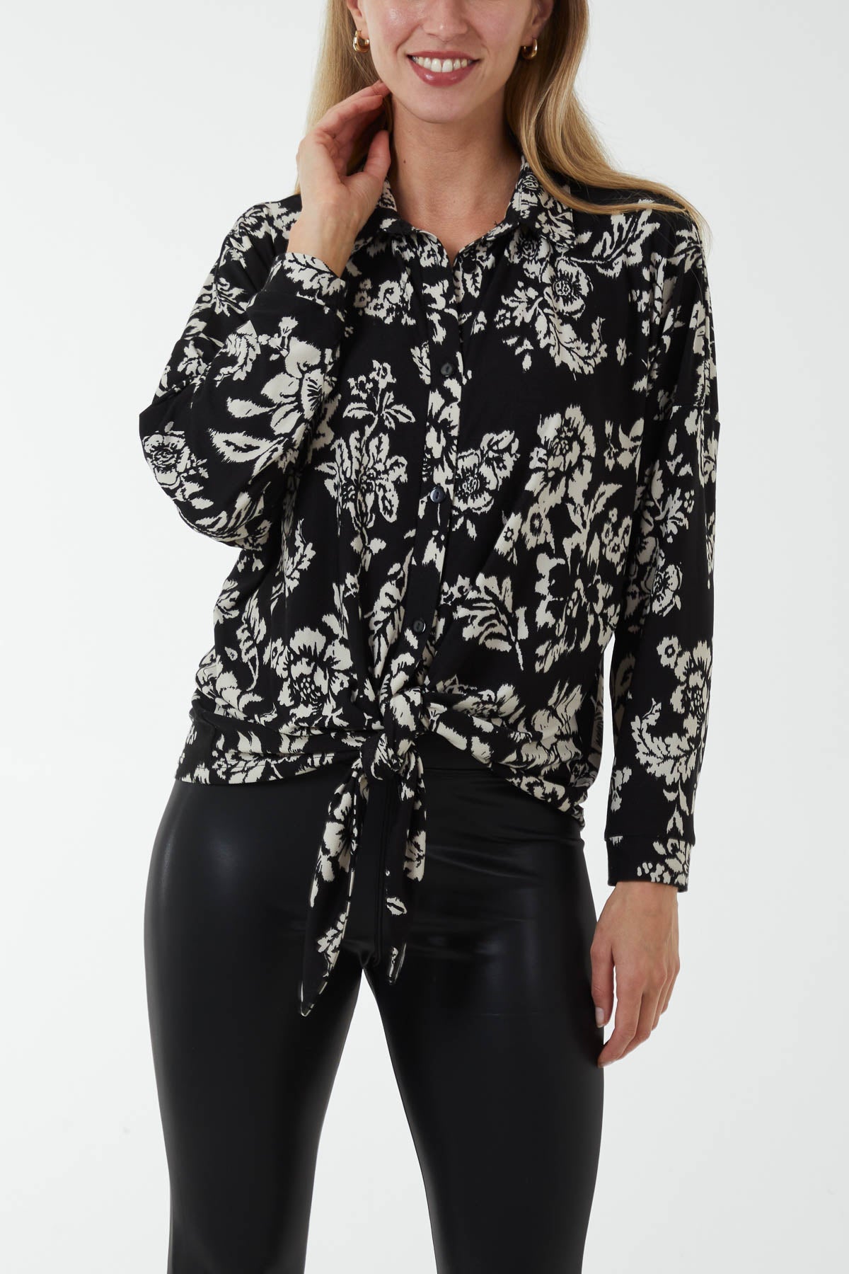 Floral Tie Front Floral Shirt