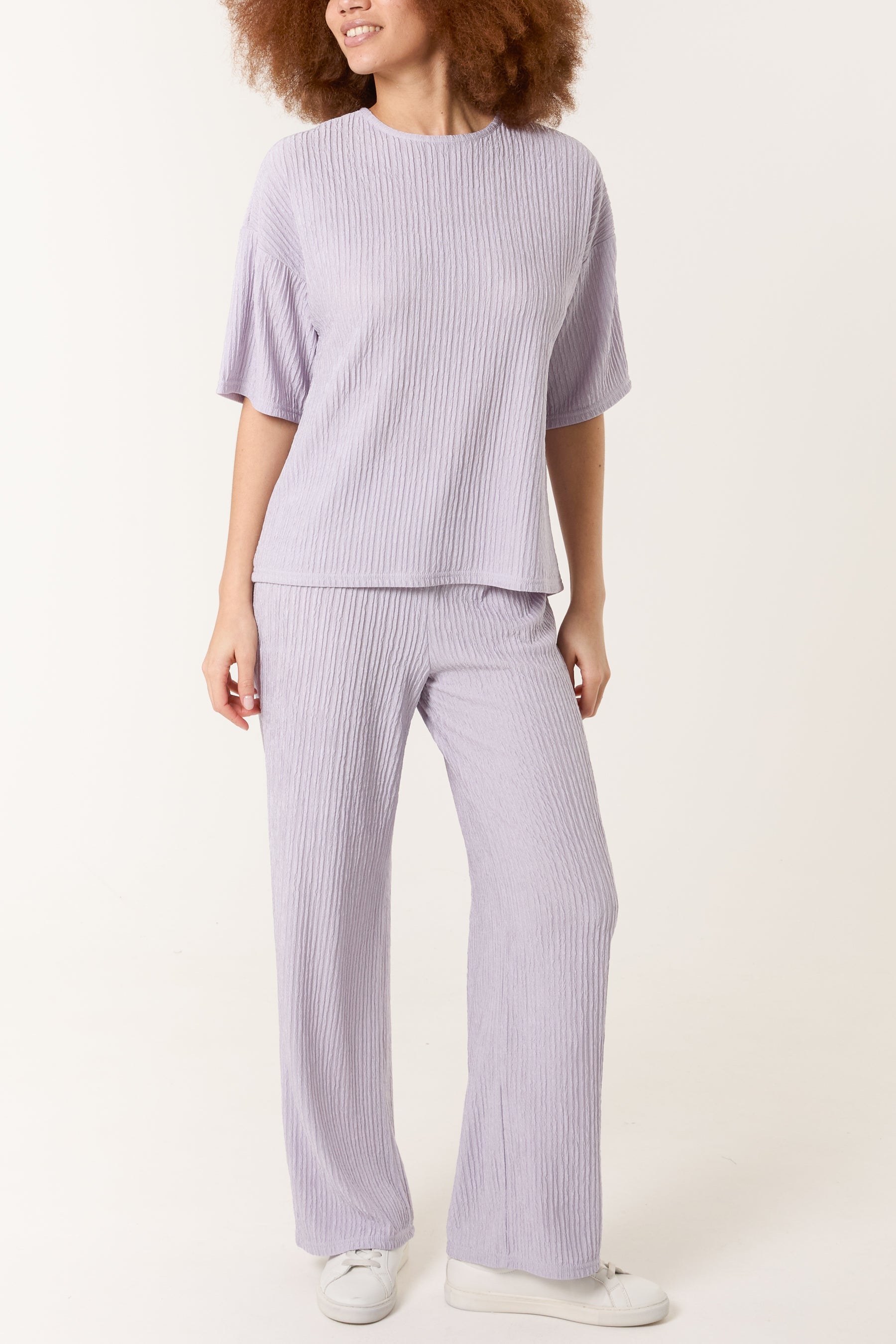 Textured T-Shirt & Trouser Set