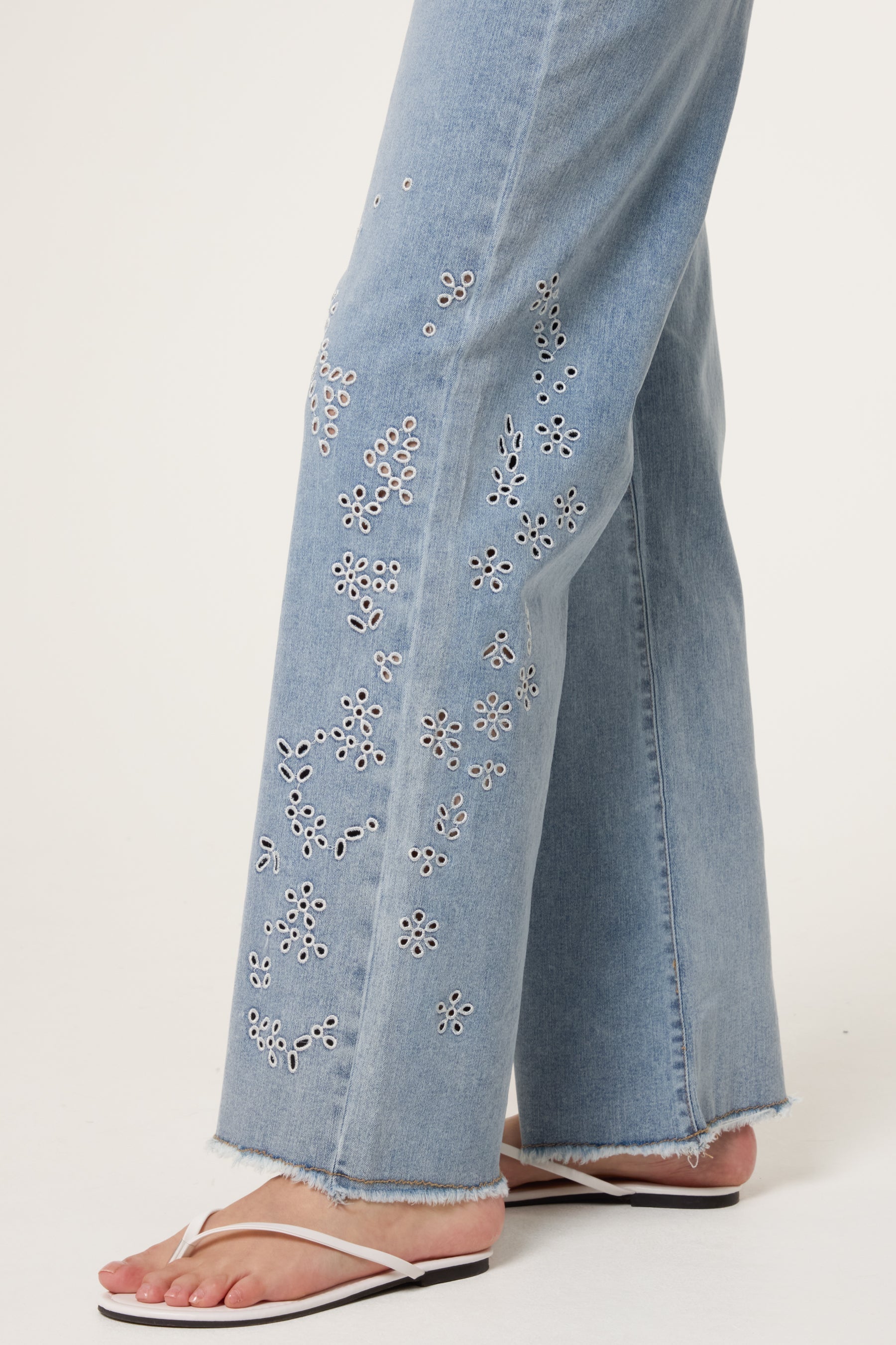 Floral Eyelet Embroidery Detail Jeans