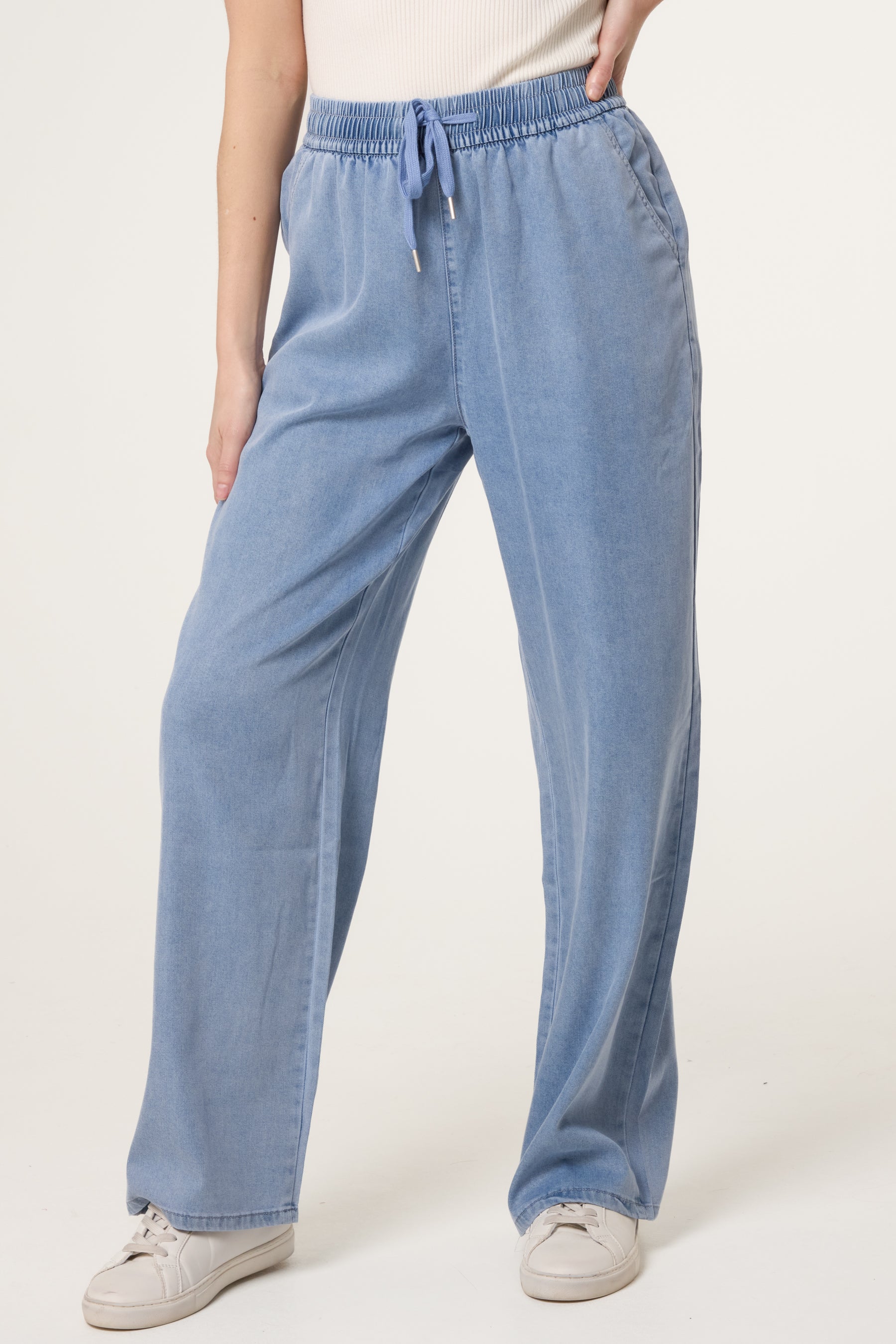 Acid Wash Elastic Waist Jeans