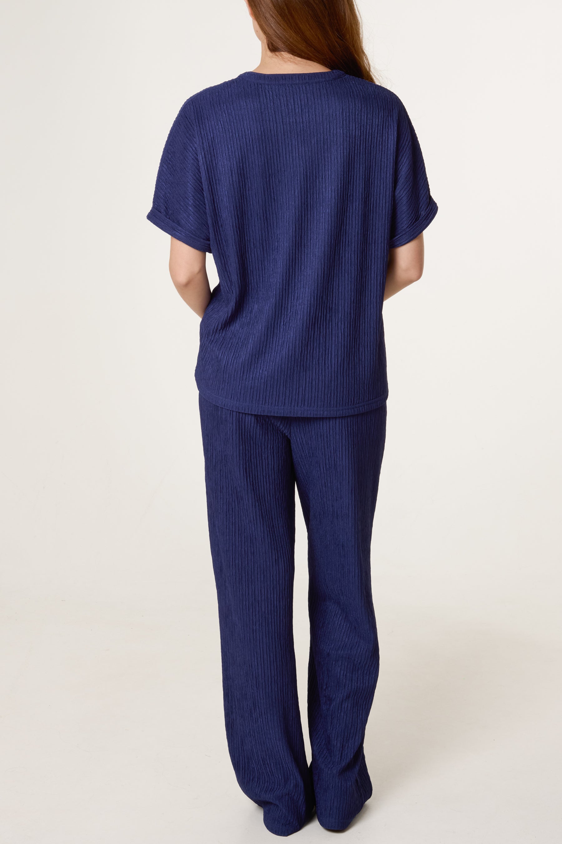 Crinkle Open Collar & Trousers Set