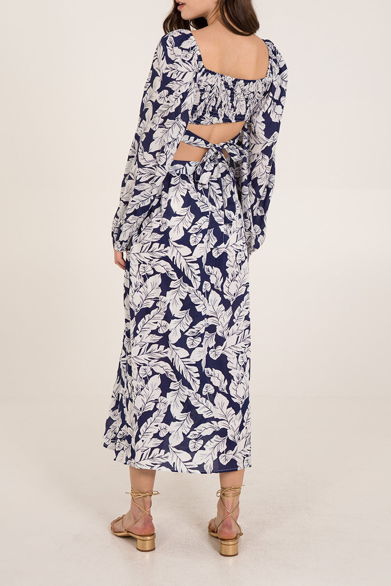 Floral Tie Front Top & Midi Skirt Set