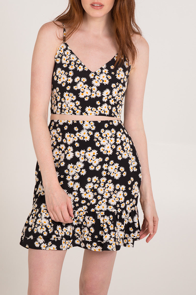 Double Tie Back Crop Top & Mini Skirt