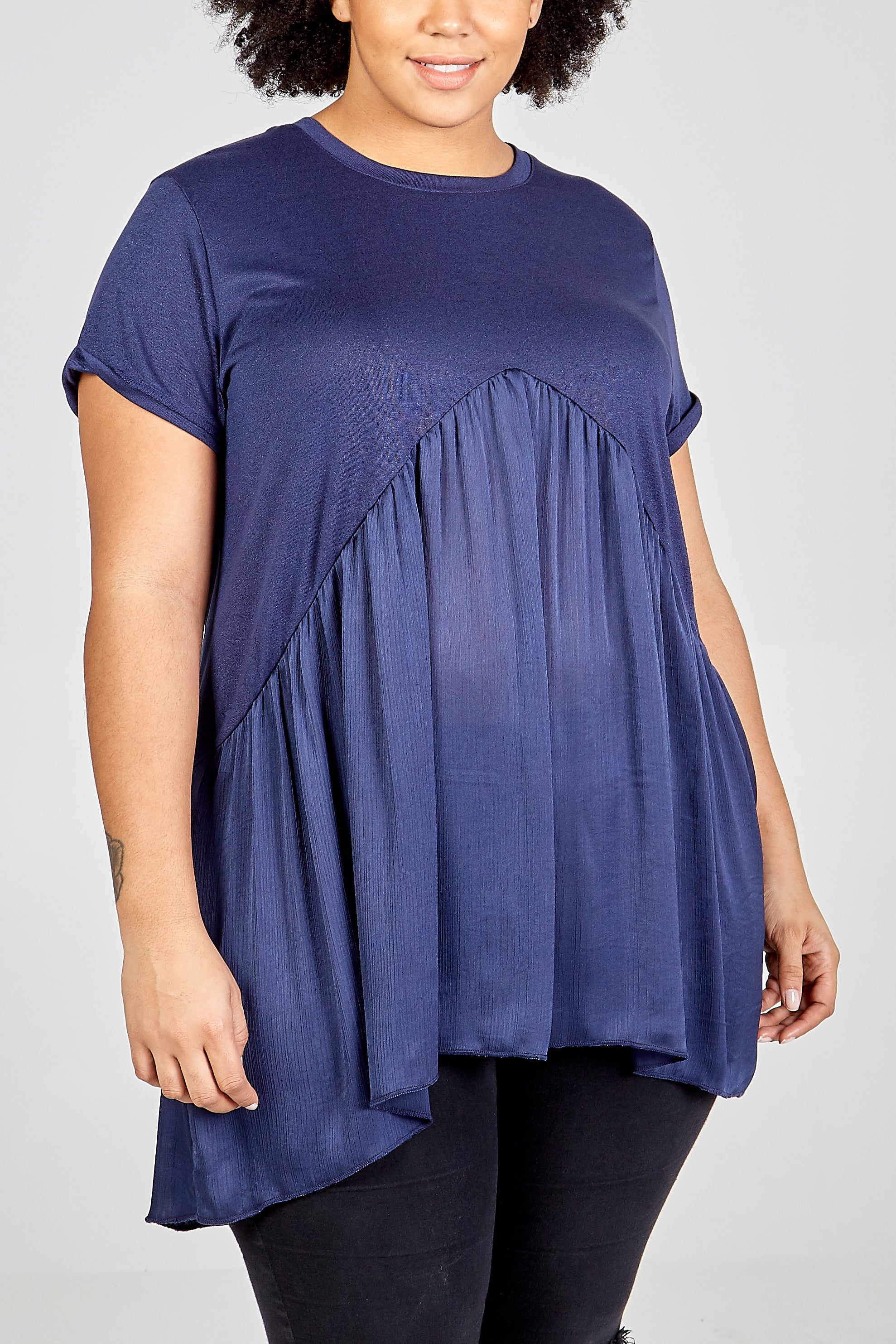 Curve Satin Insert High Low Top