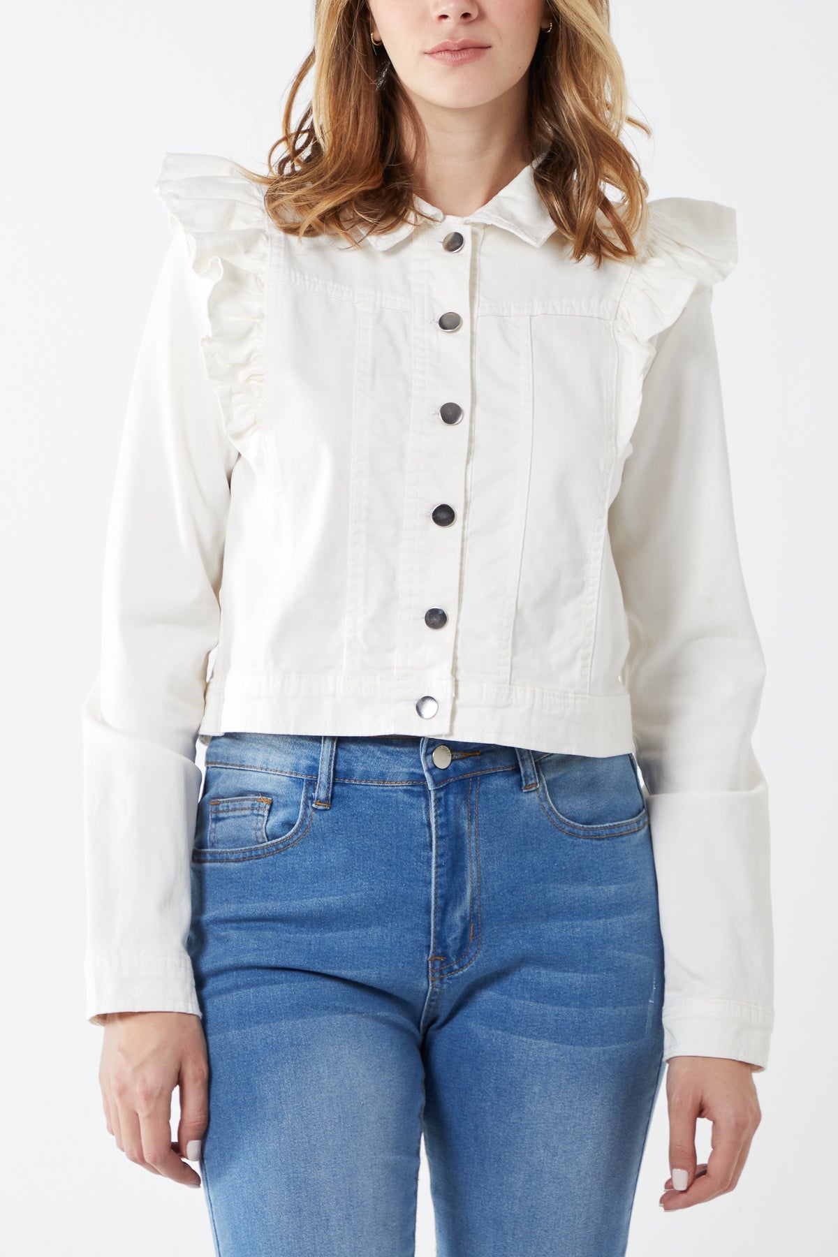 Frill Shoulder Denim Jacket