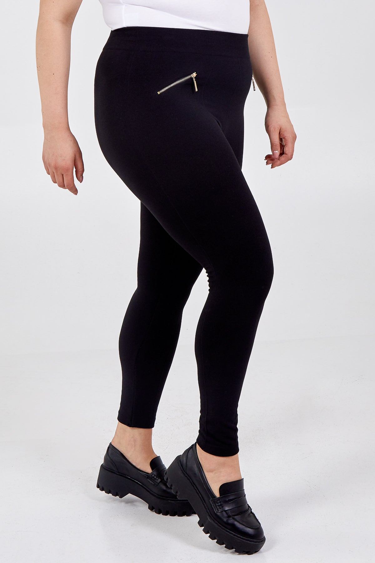 Curve Basic Zip Detail Fleece Lined Legging