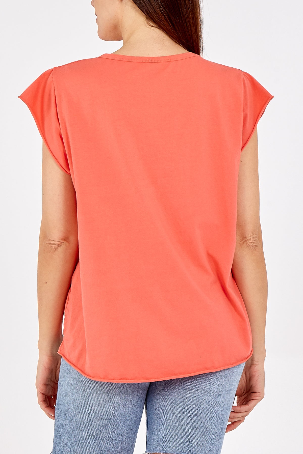 Cap Sleeve High Low Rolled Edge Top