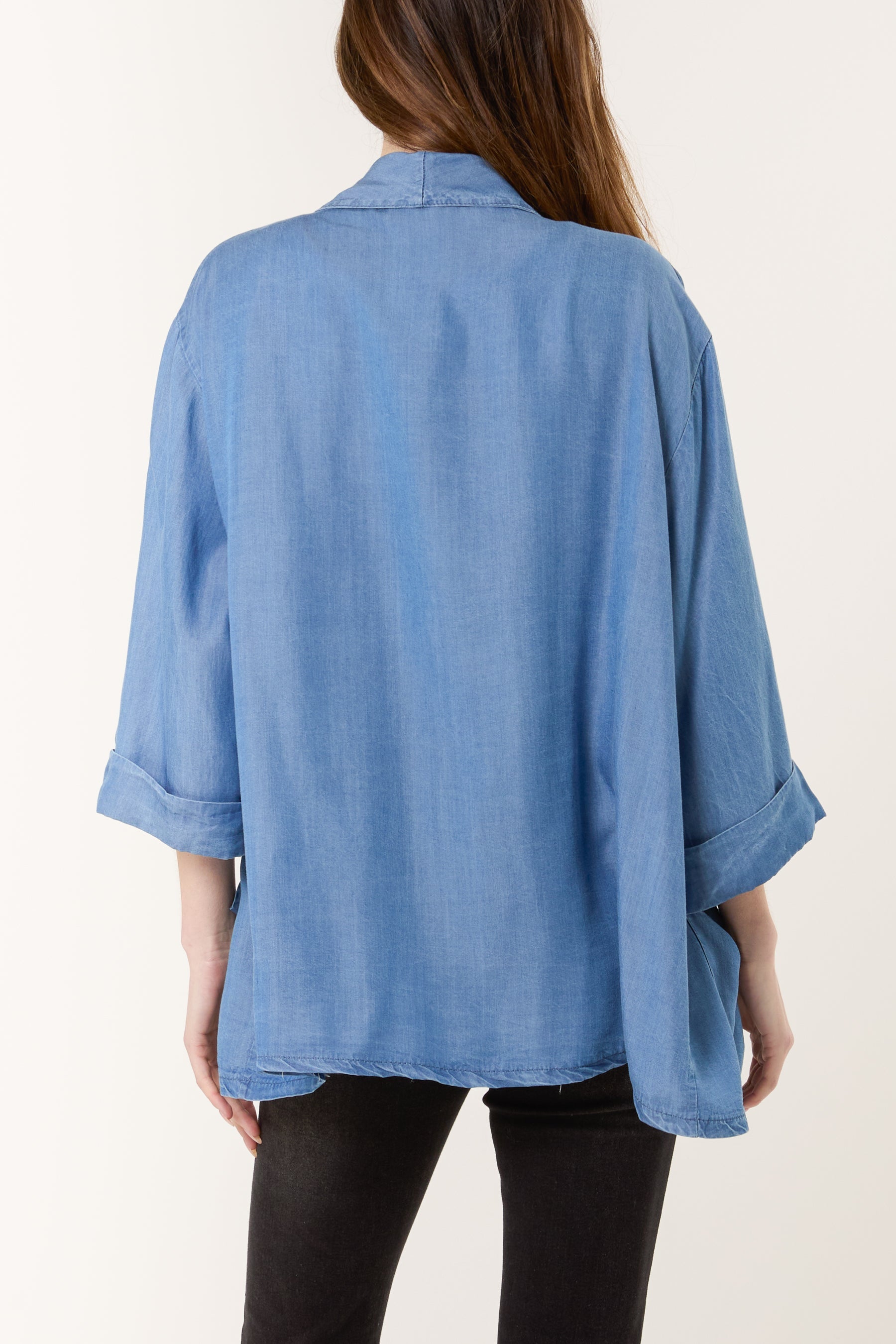 Floaty Denim Pockets Kimono Jacket