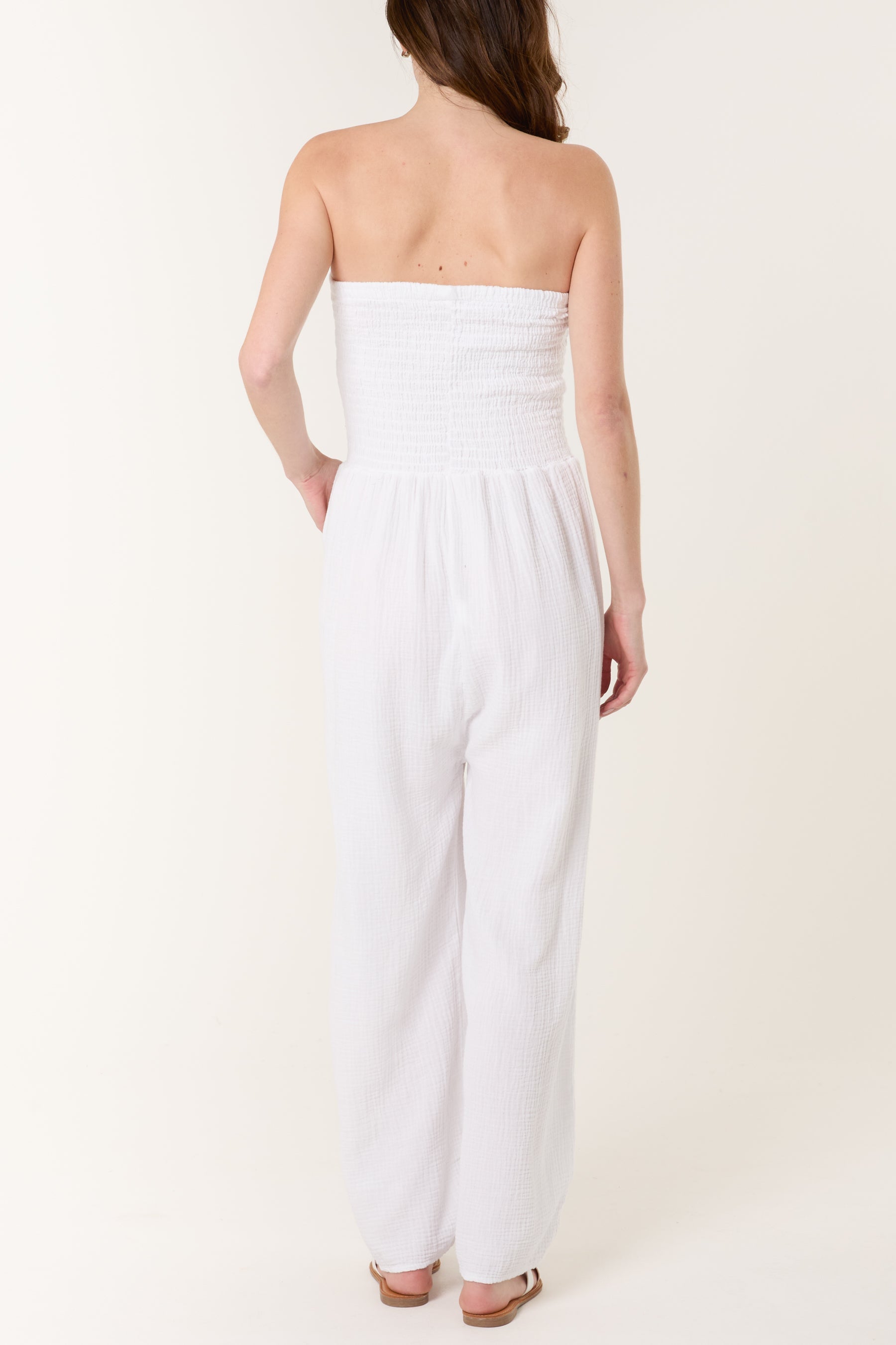 Bandeau Wide Leg Cheesecloth Jumpsuit