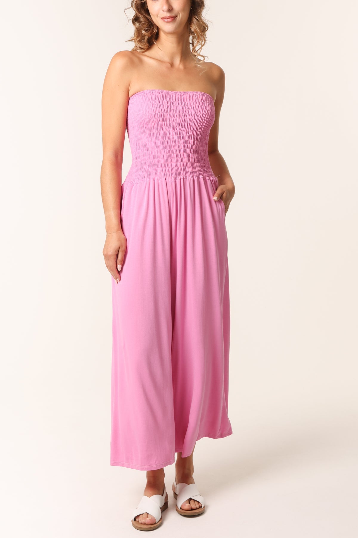 Bandeau Shirred Jumpsuit