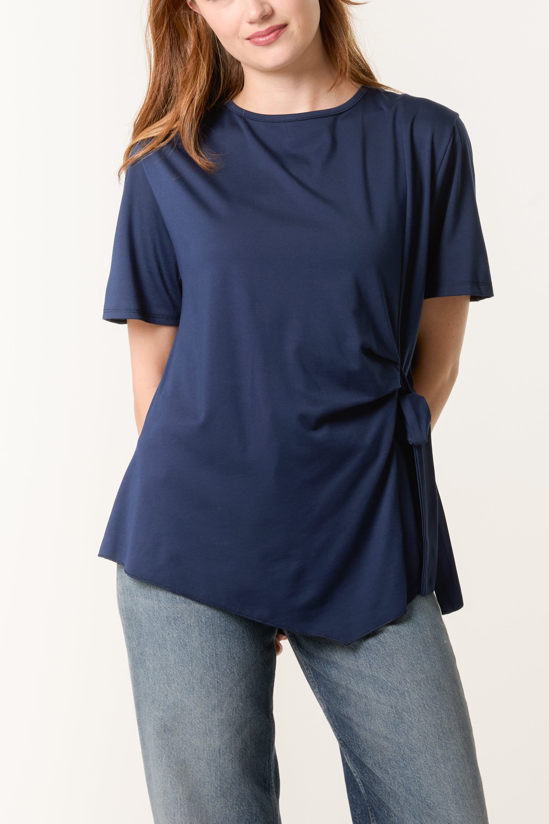 Round Neck Front Tie Top