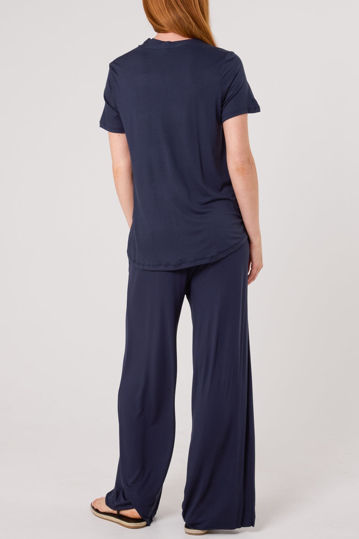 Jersey V-Neck Top & Trousers Set