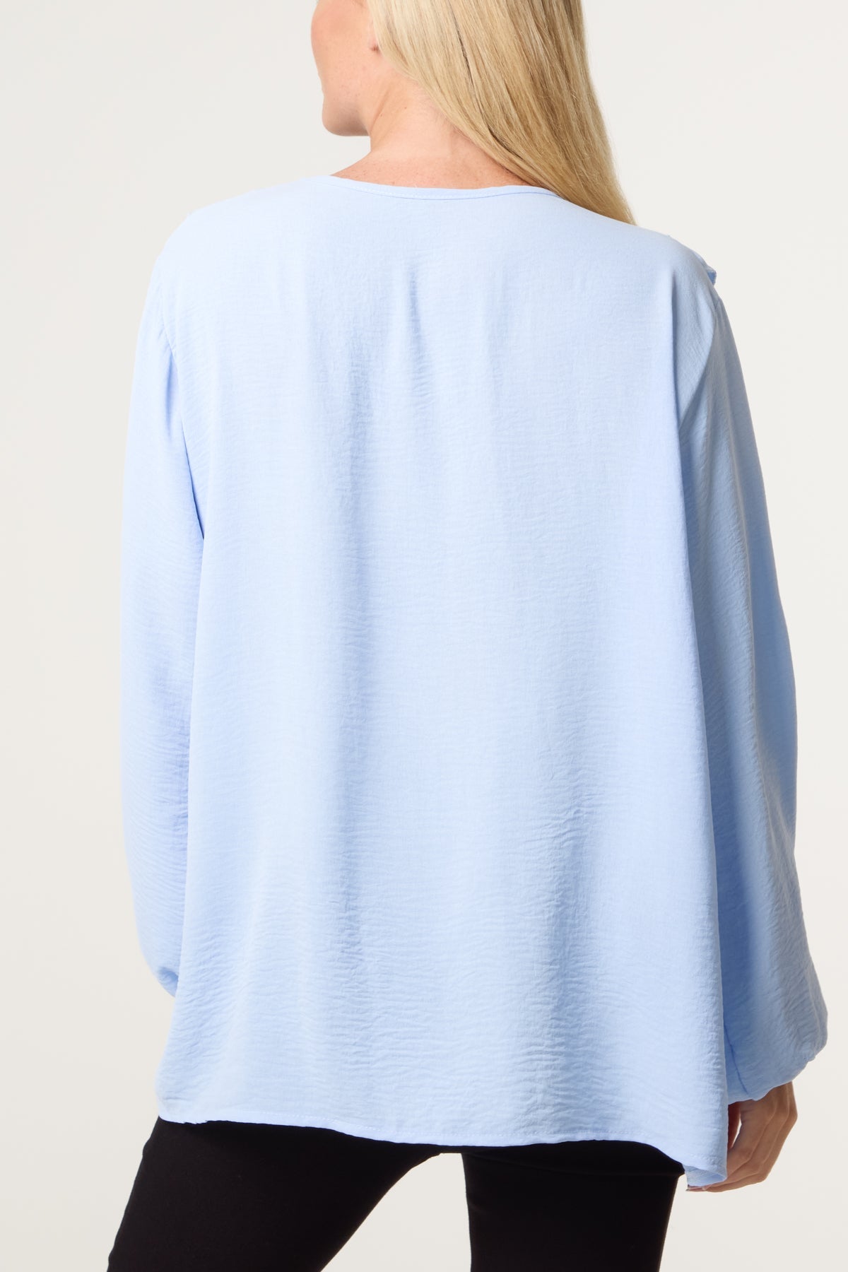 V-Neck Ruffle Long Sleeve Blouse