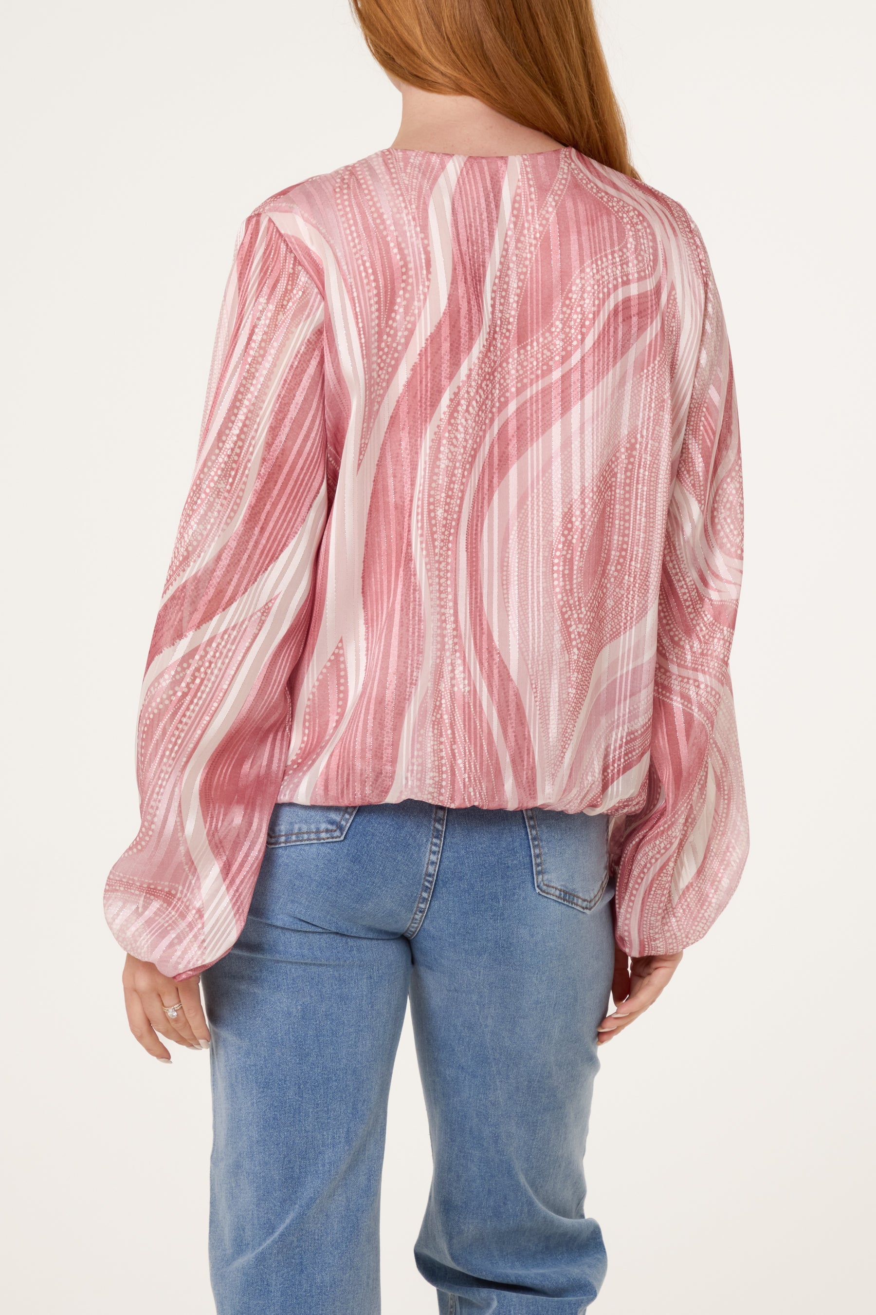 V-Neck Wave Lurex Blouse