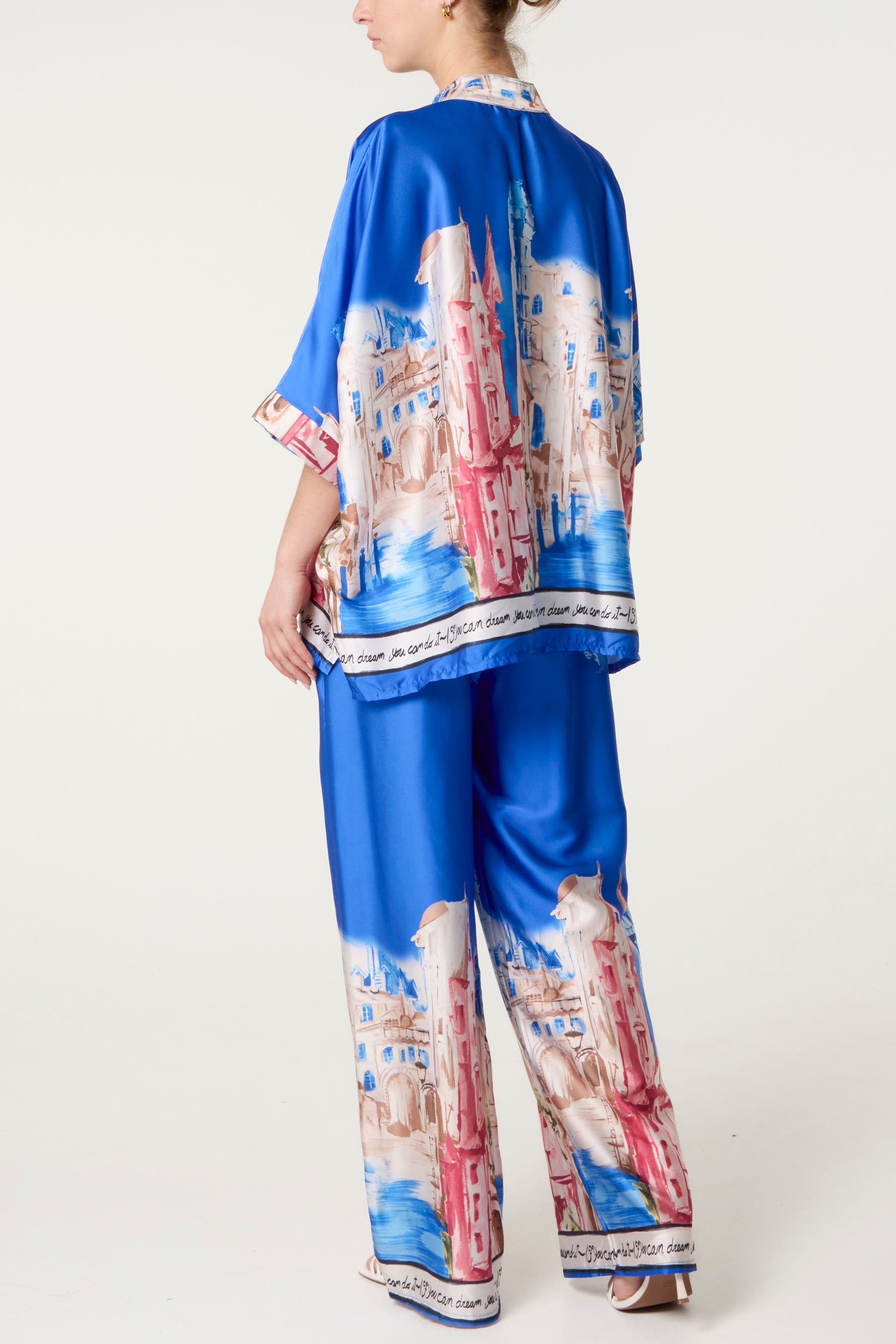 Satin-Like Landscape Print Co-Ord Set