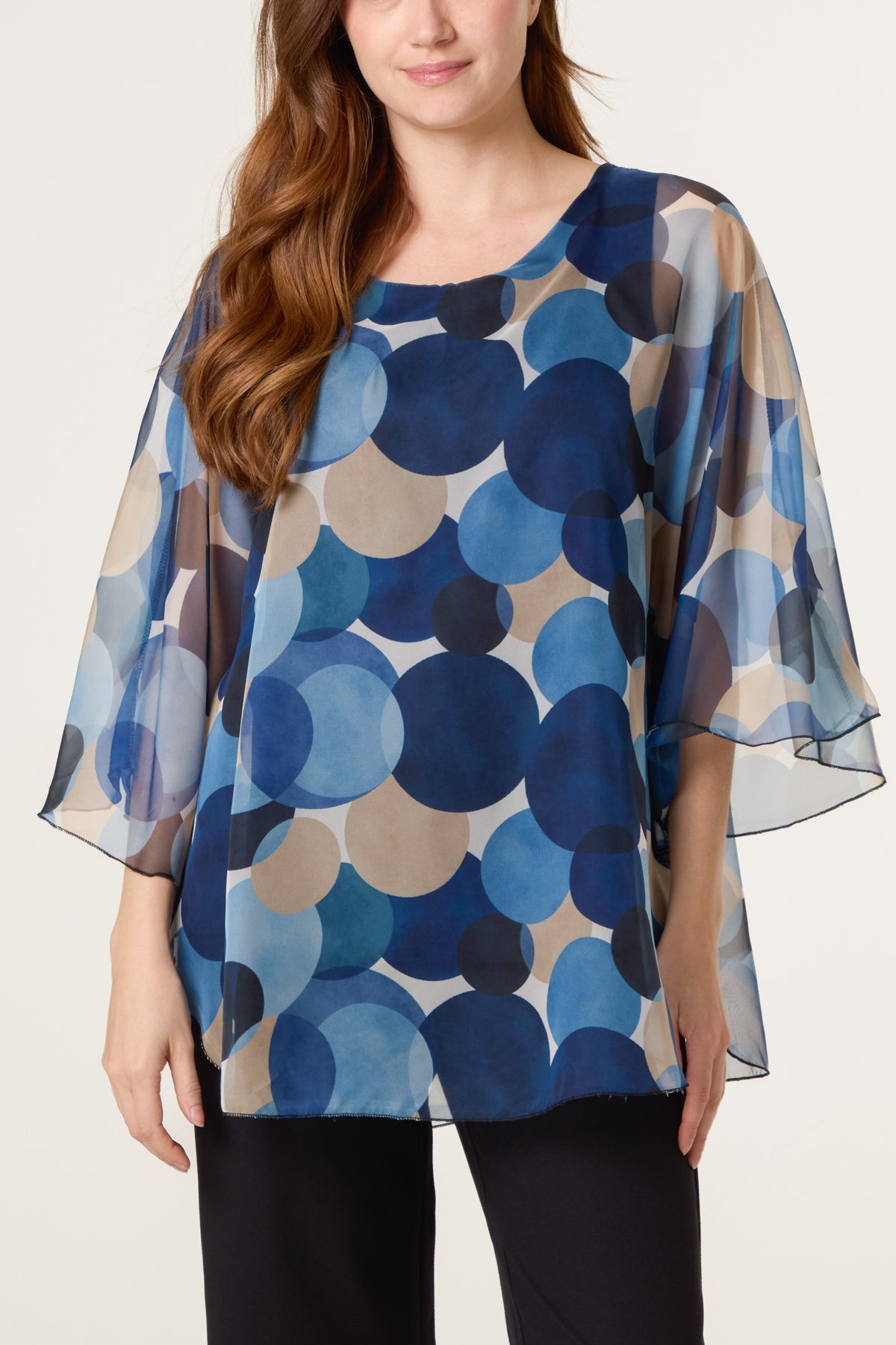 Scoop Neck Circles Print Blouse