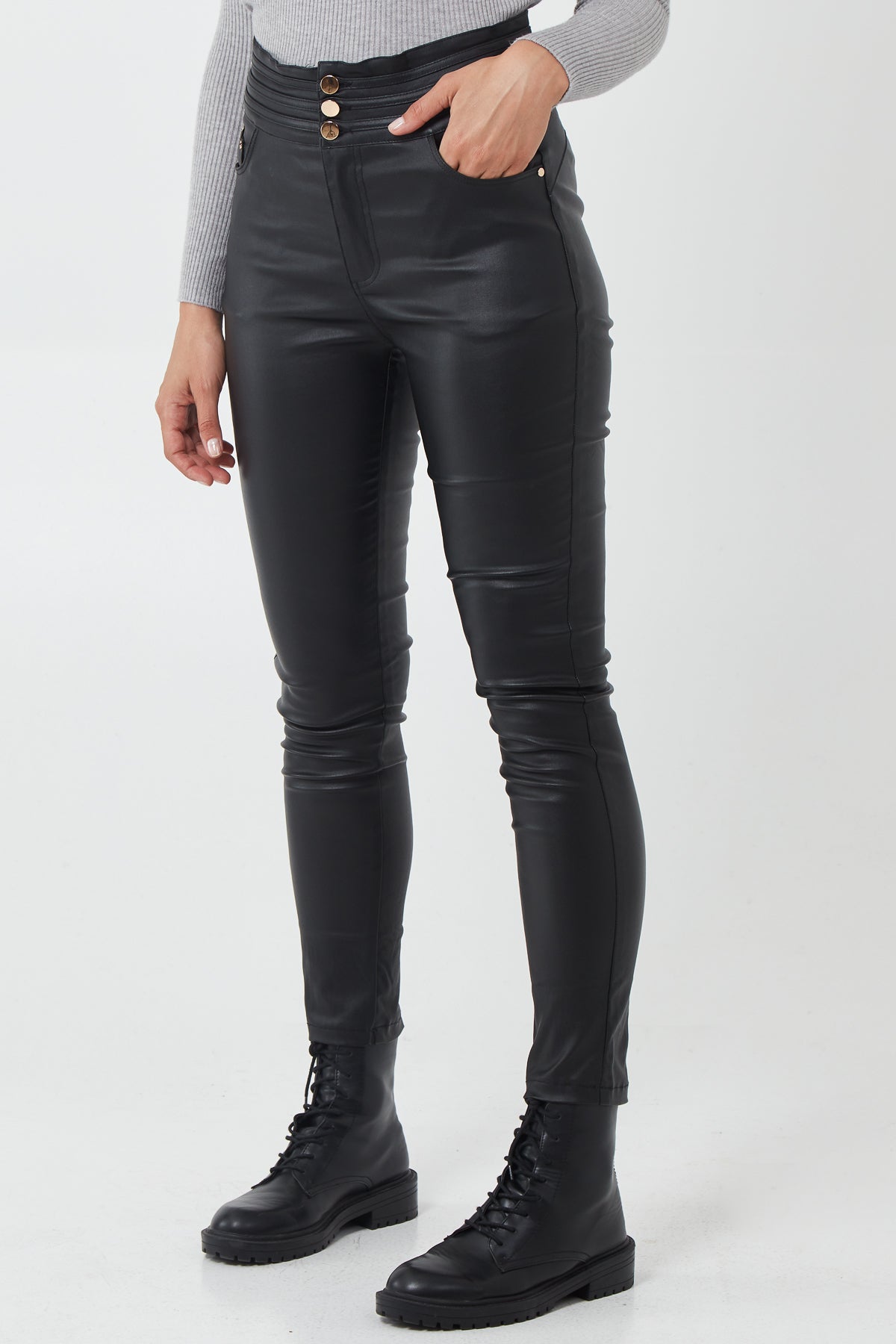Coated High-Rise Jeans