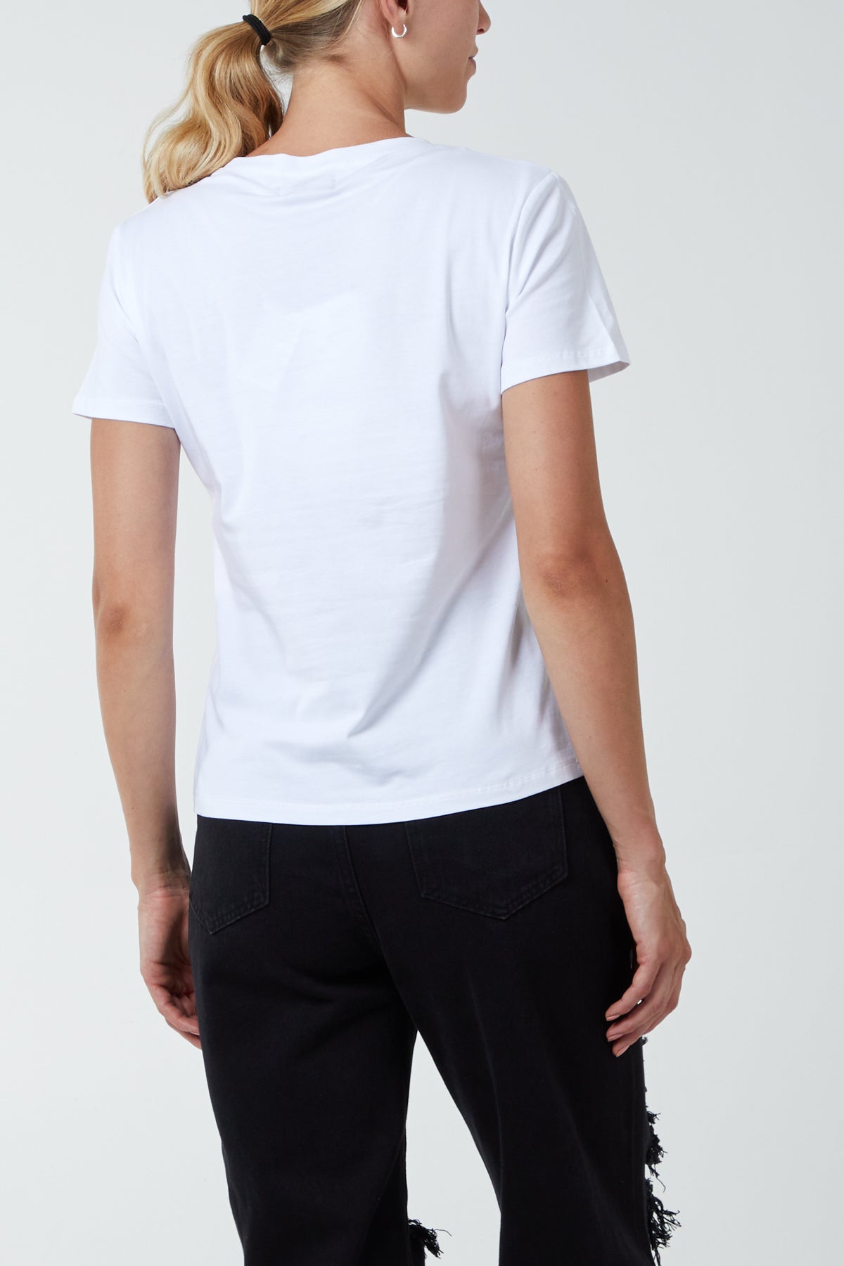 Diamante Teddy Bear Patchwork T-Shirt