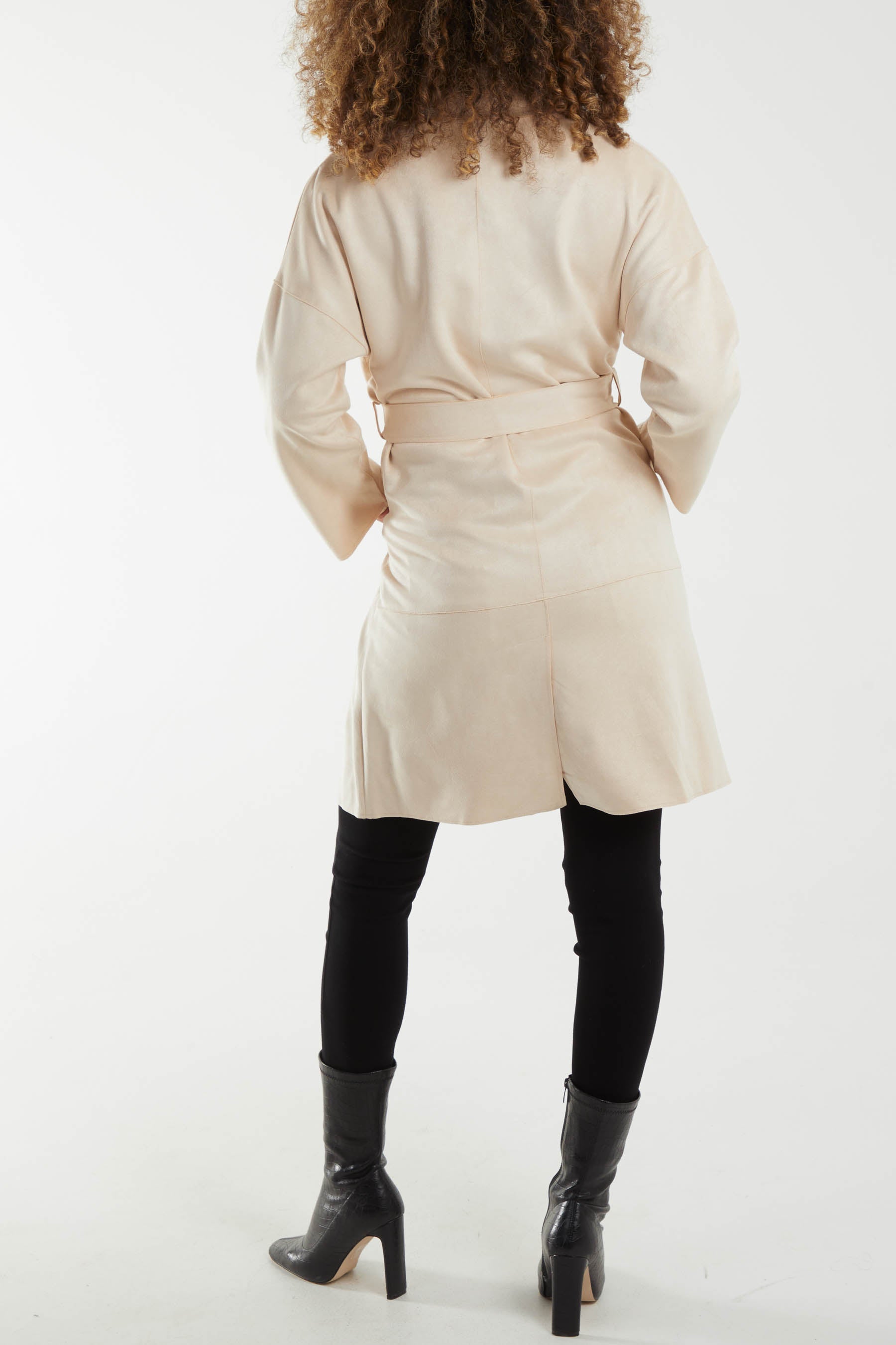 Suede-Style Belted Trench Jacket