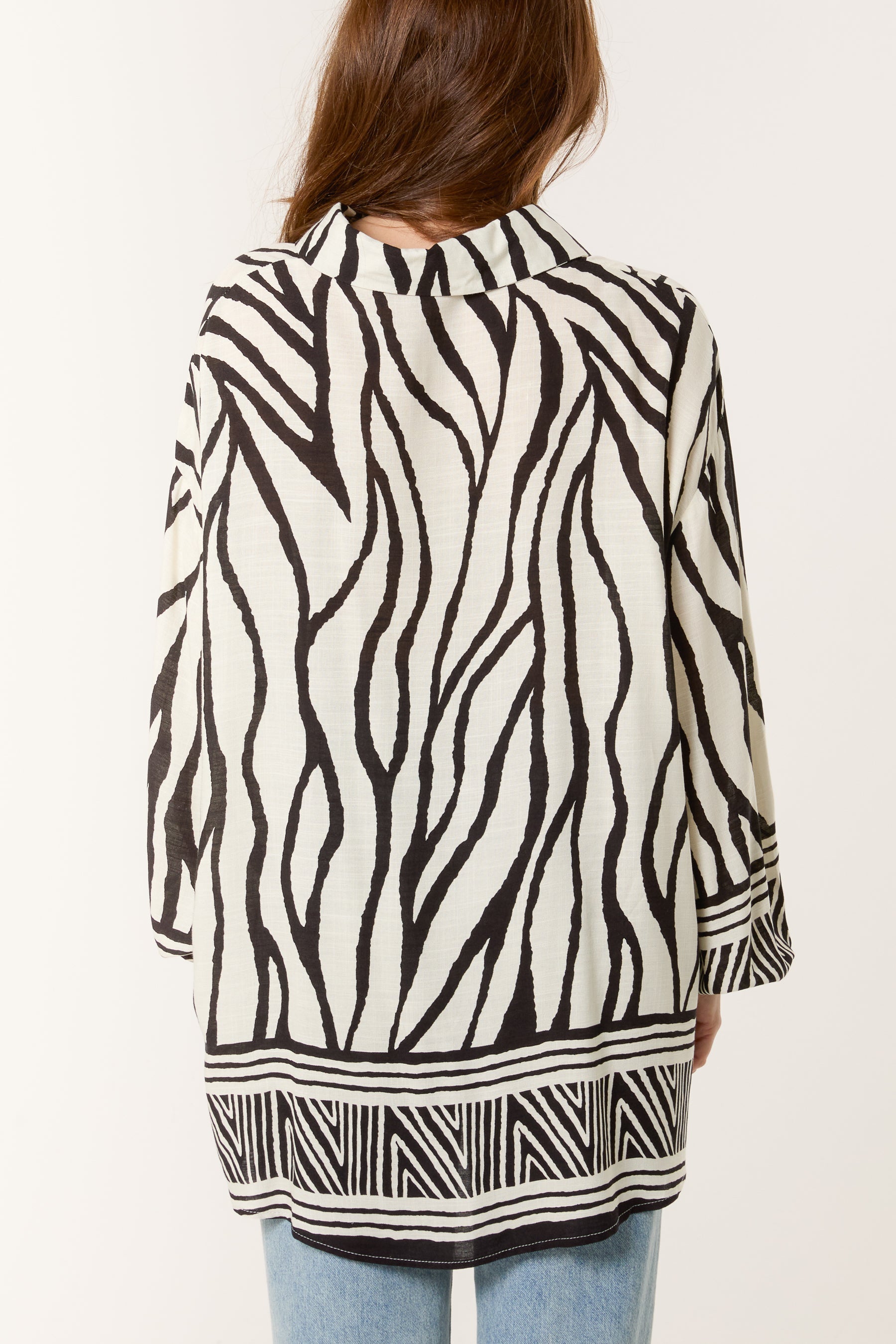 Zebra Print Button Through Shirt