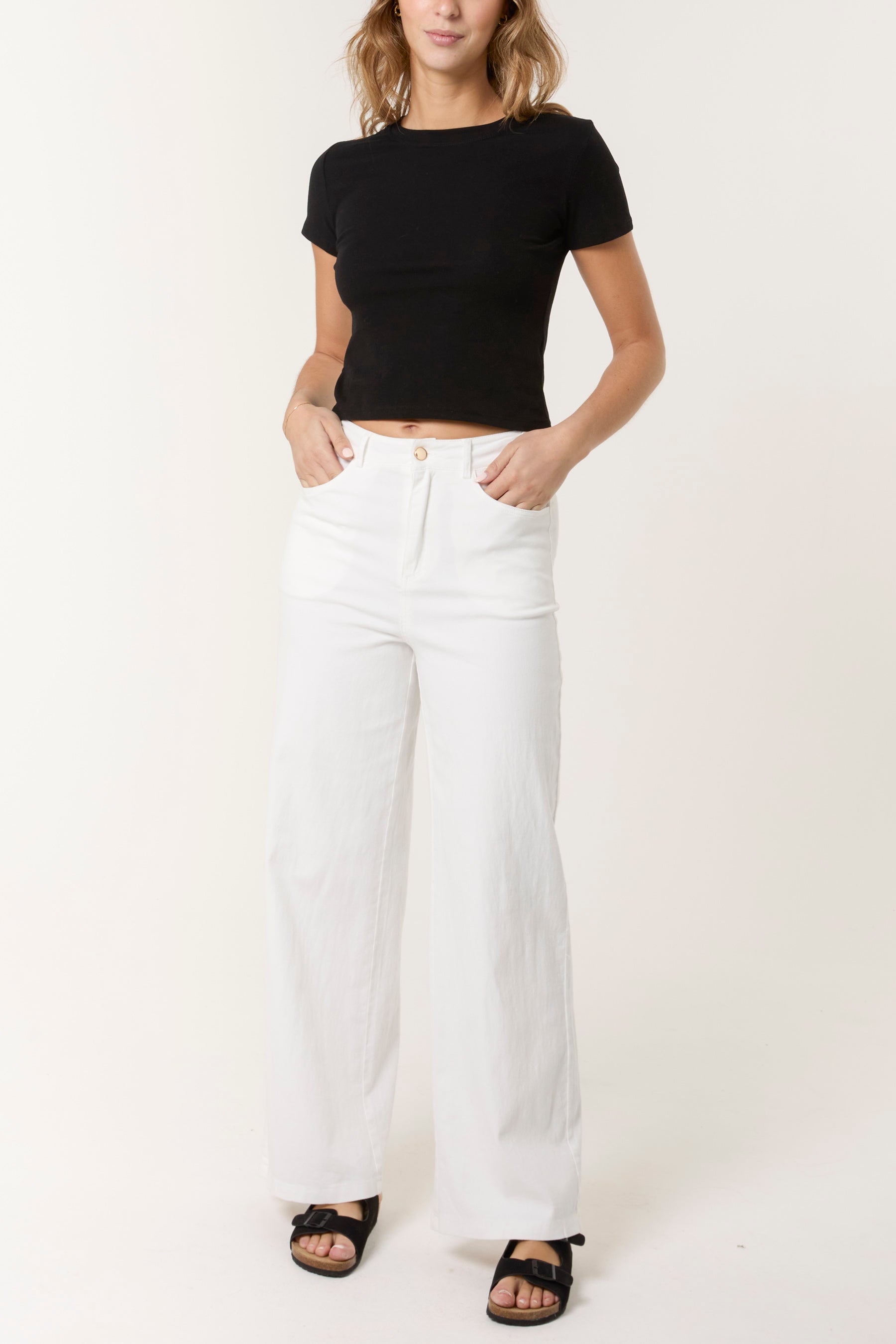 Plain Wide Leg Jean Trousers
