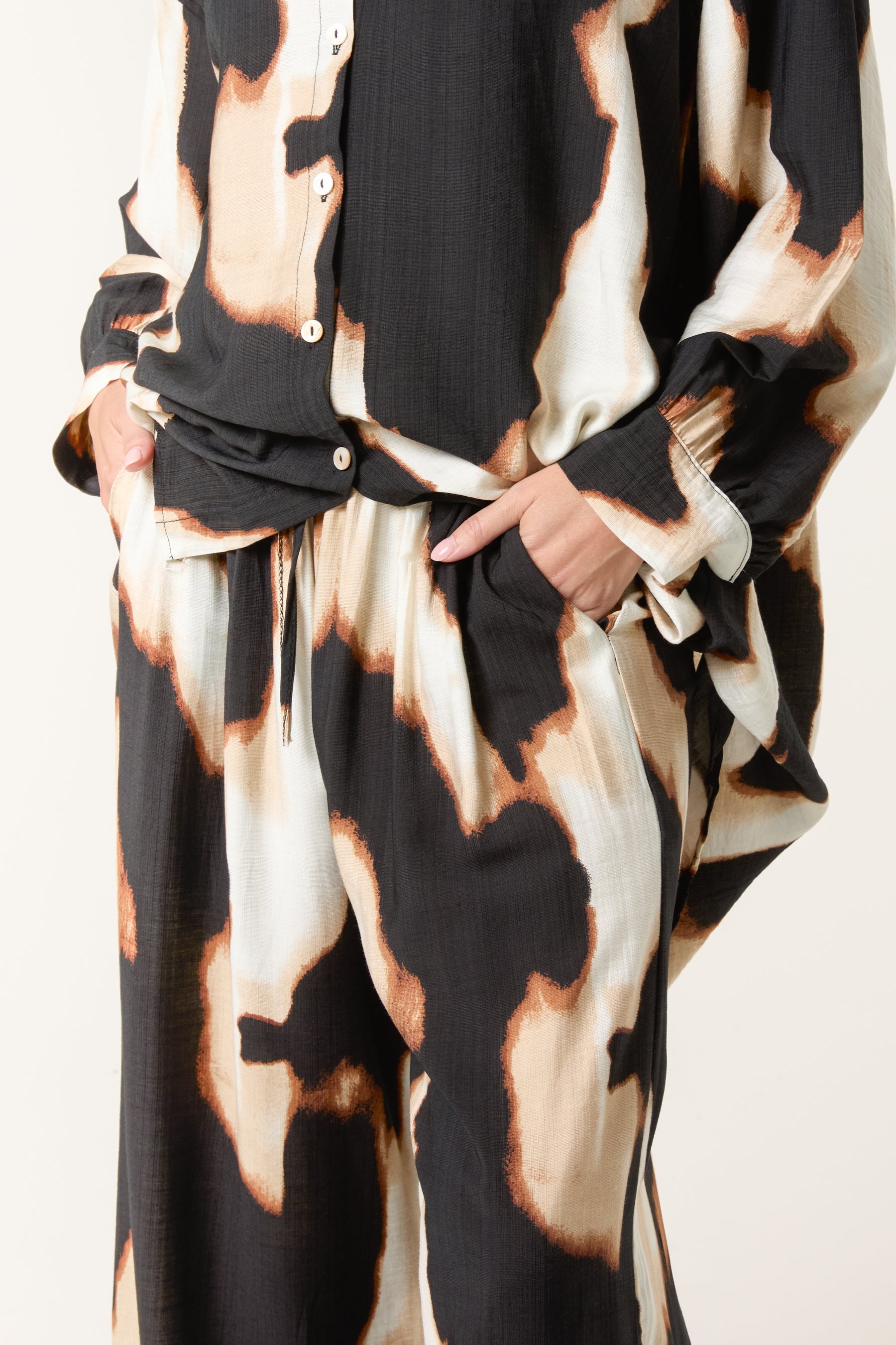 Relaxed Abstract Burnt Print Co-Ord Set