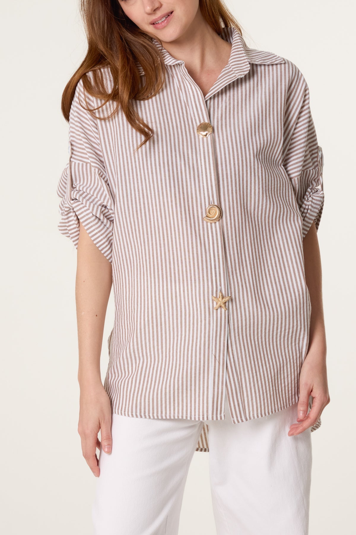 Gold Sea Buttons Striped Shirt
