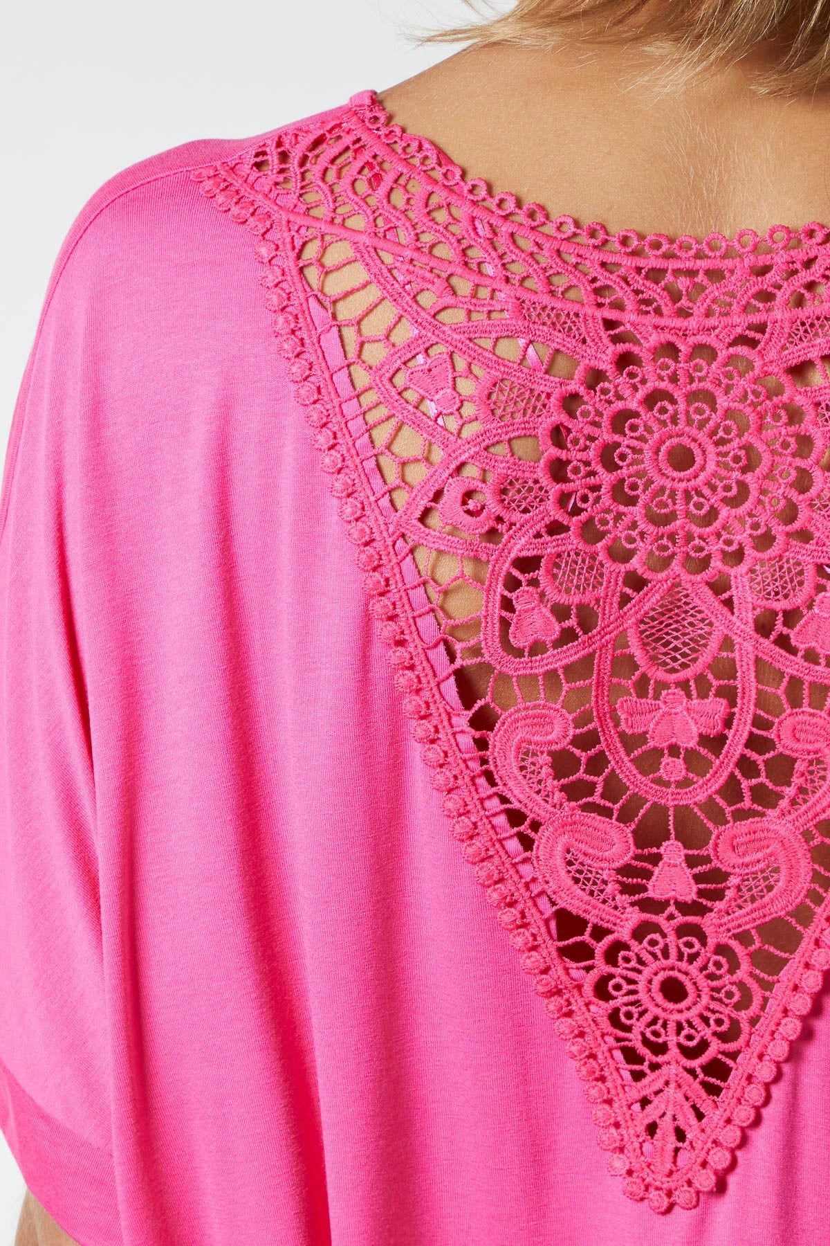 Medallion Lace Back Loose Top