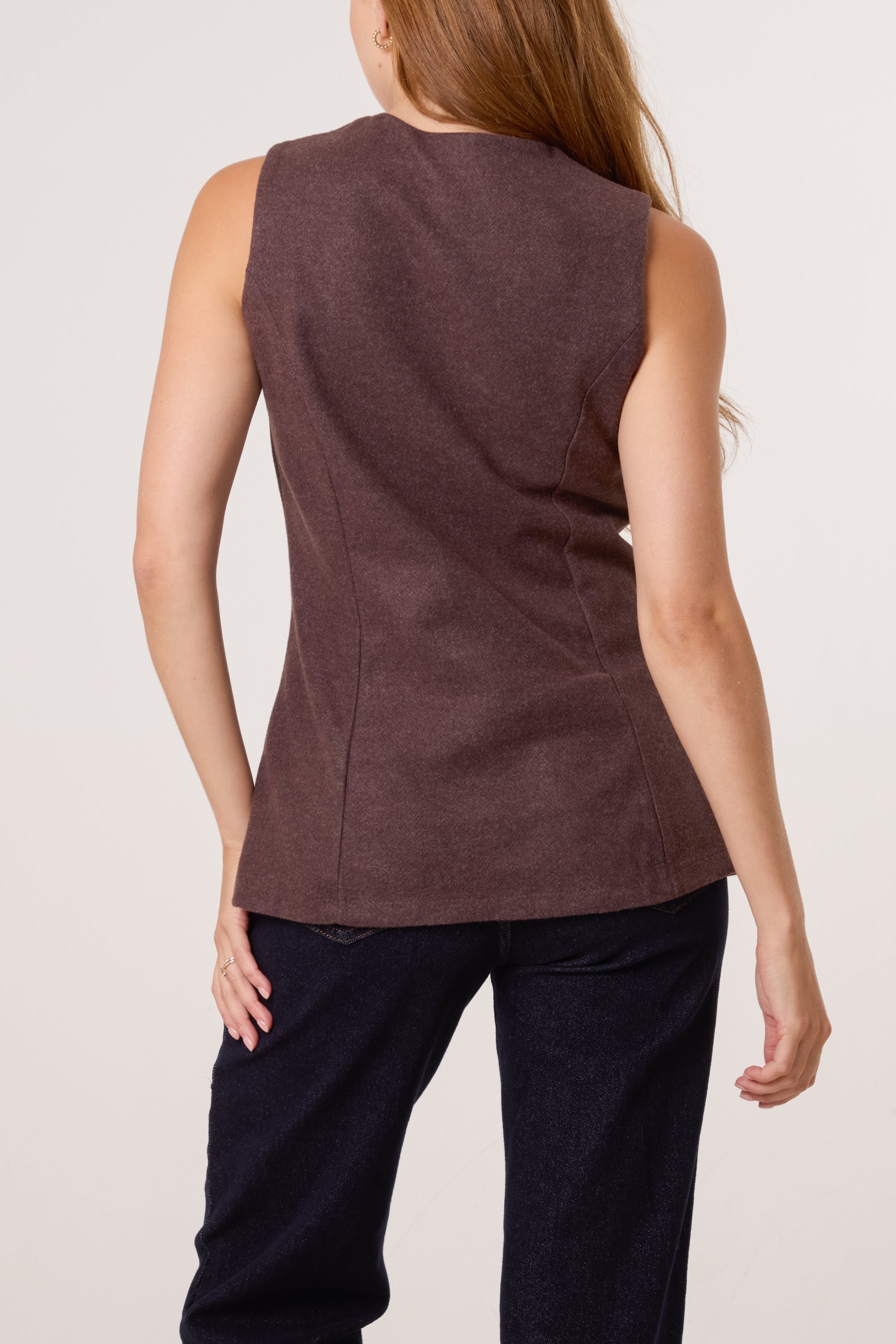 Gold Button Wool-Like Waistcoat