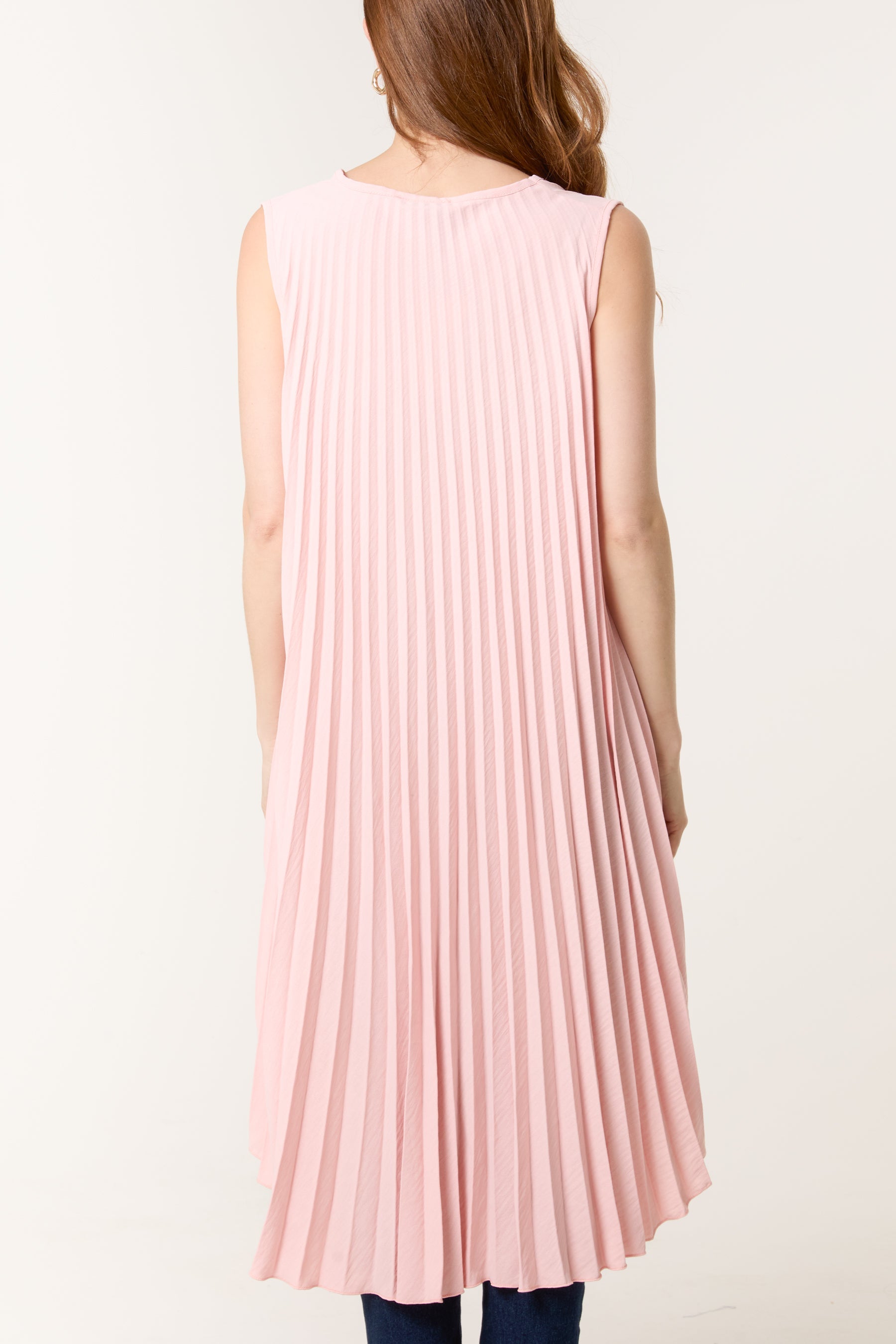 Sleeveless High Low Plisse Top