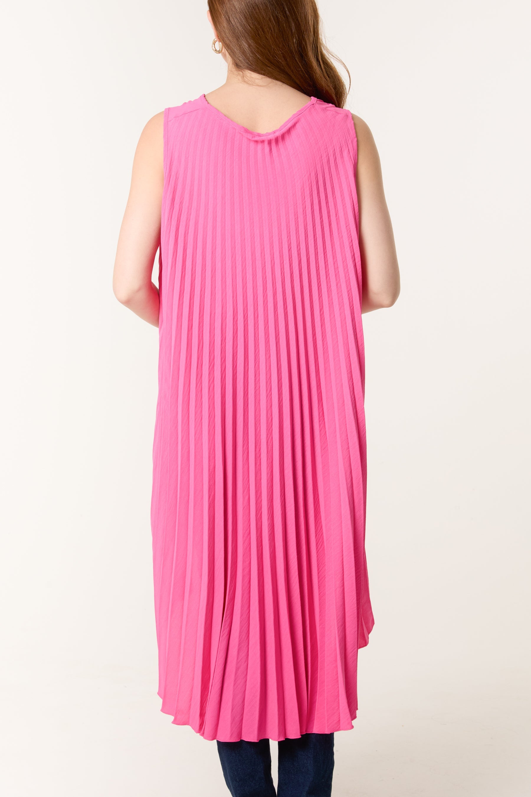 Sleeveless High Low Plisse Top