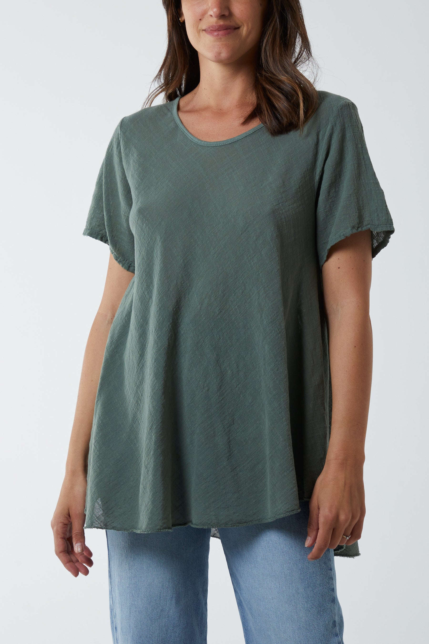 Round Neck Short Sleeve Cotton T-Shirt