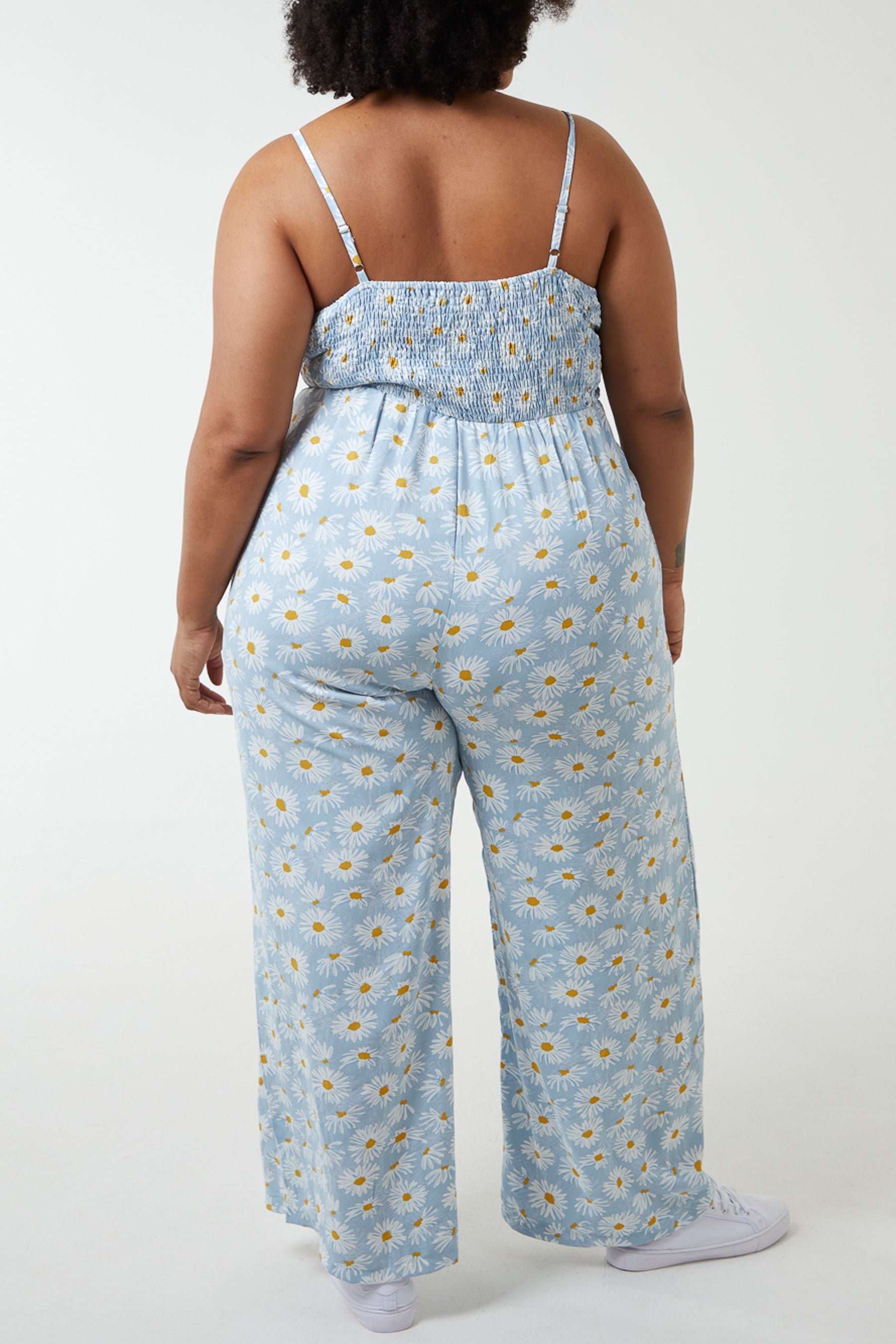Curve Daisy Print Tie Front Cami Jumpsuit