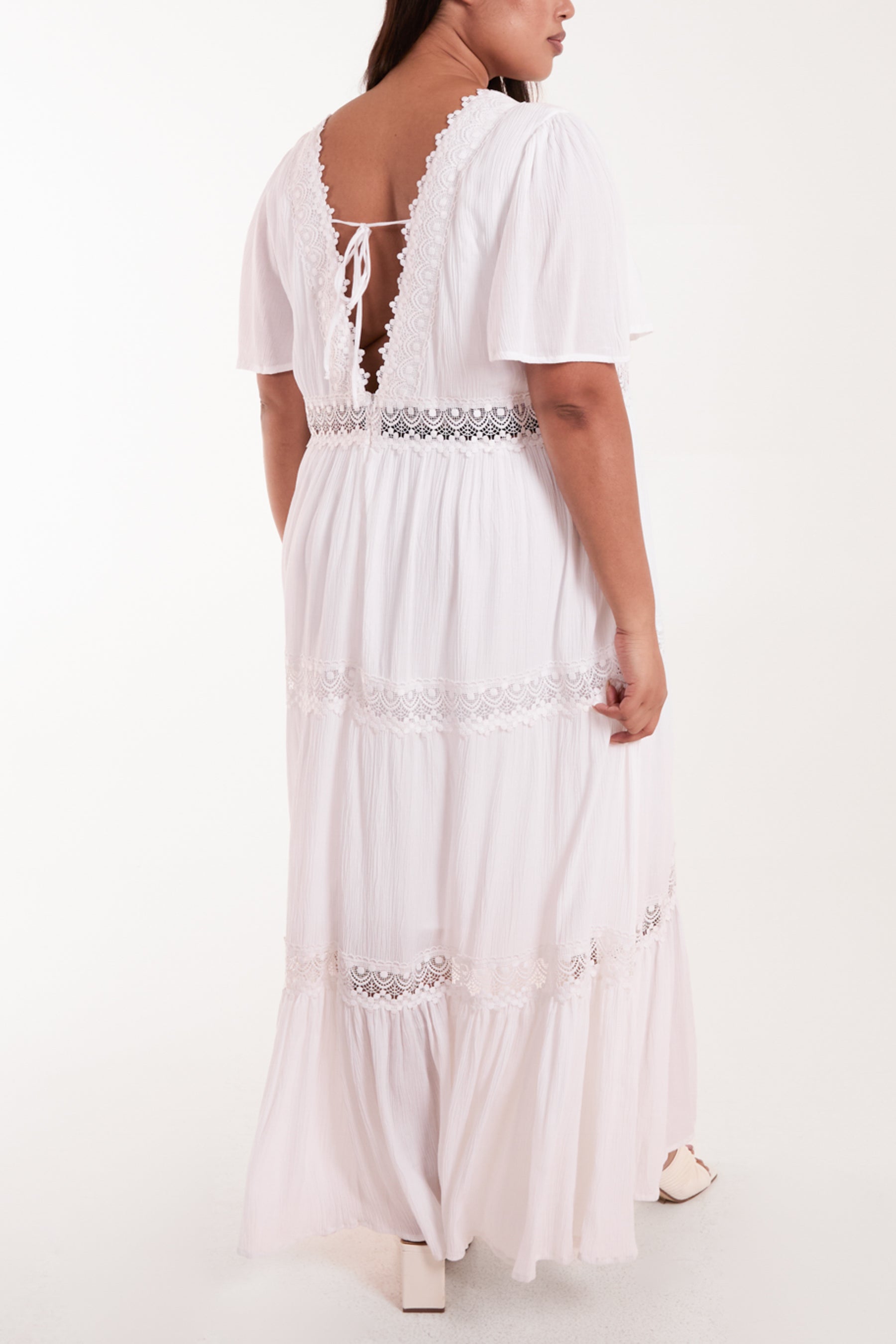 Curve Angel Sleeve Tiered Maxi Dress