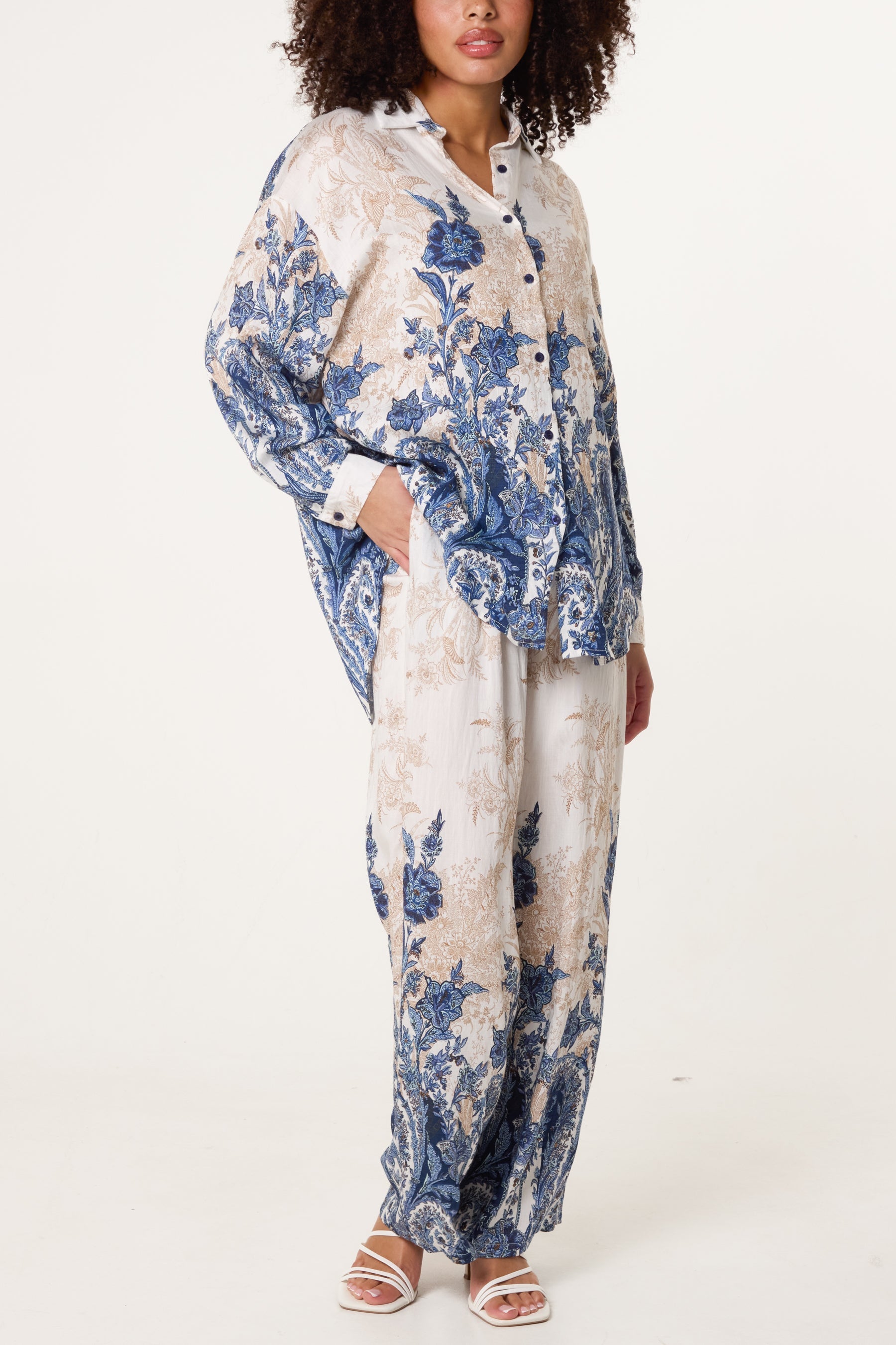 Vintage Floral Print Shirt & Trousers Co-Ord